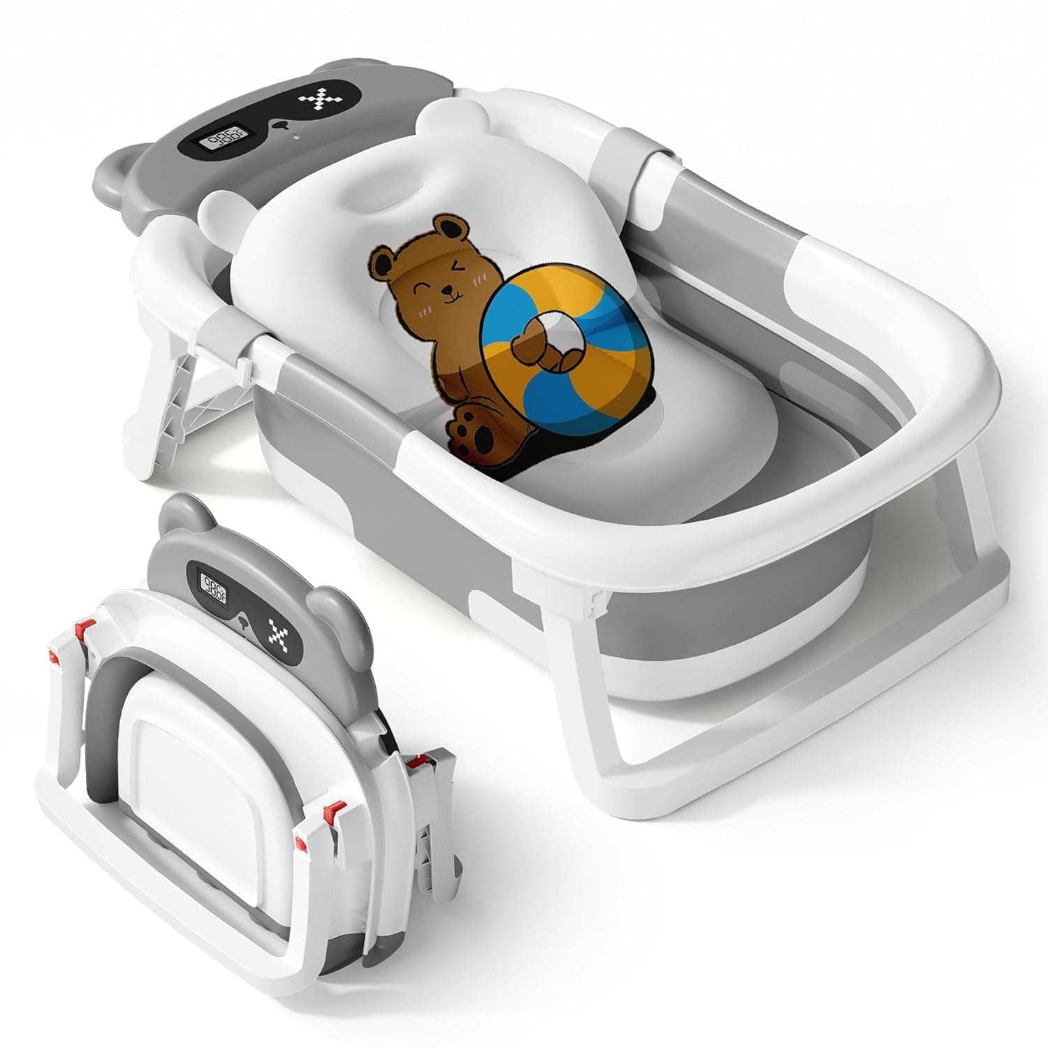 Paporich Baby Bathtub,Collapsible Bathtub for Newborn to Toddler,Durable Essential Infant Bath Tub,Portable Travel Baby Bathtub with Soft Cushion,No-Slip Hanging and Detachable Bathtub