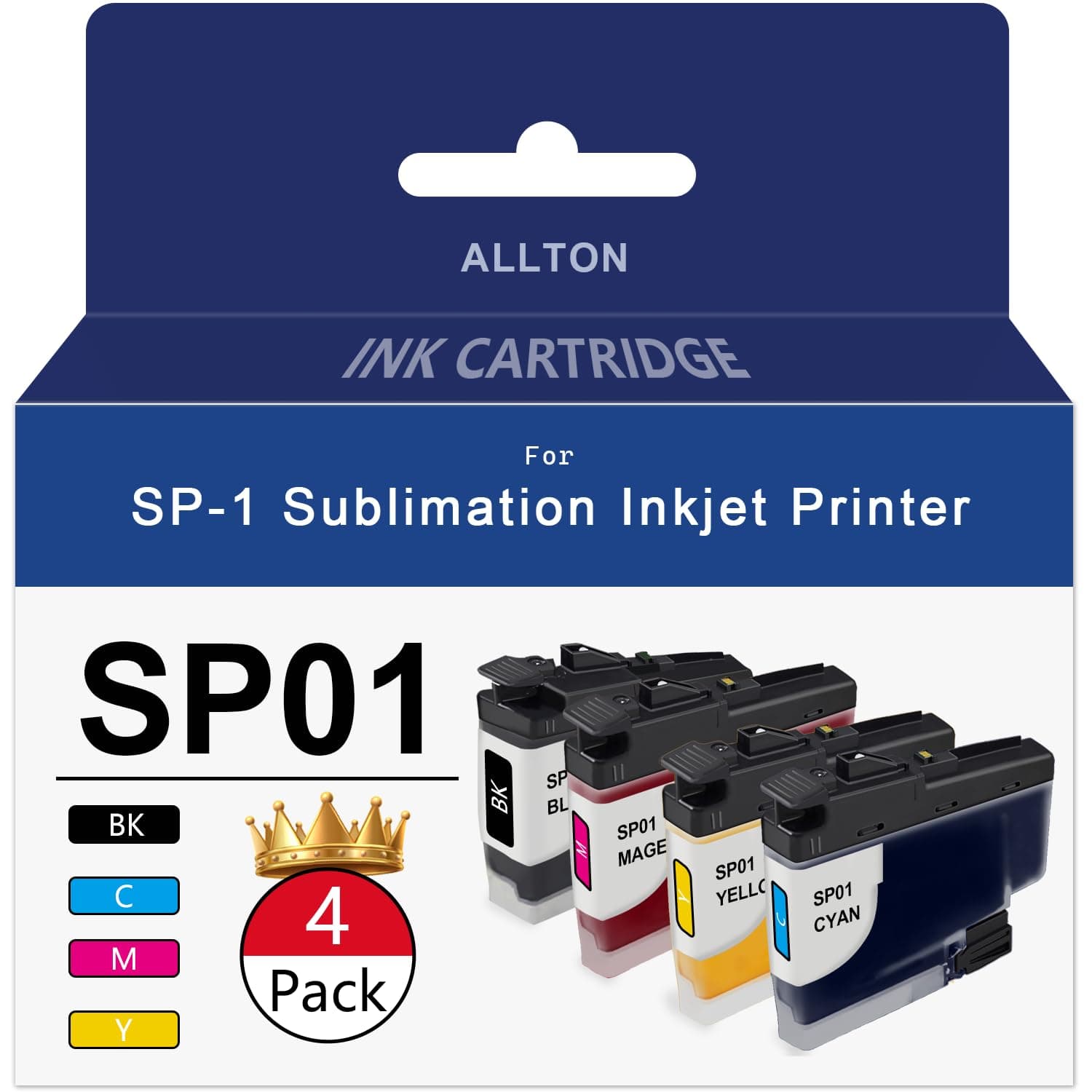 SP01 SP-01 SP-1 Sublimation Ink Cartridges Remanufactured SP01BKS SP01CS SP01MS SP01YS Replacement for Sublimation Printer SP-1(4-Pack,Black Cyan,Magenta,Yellow)