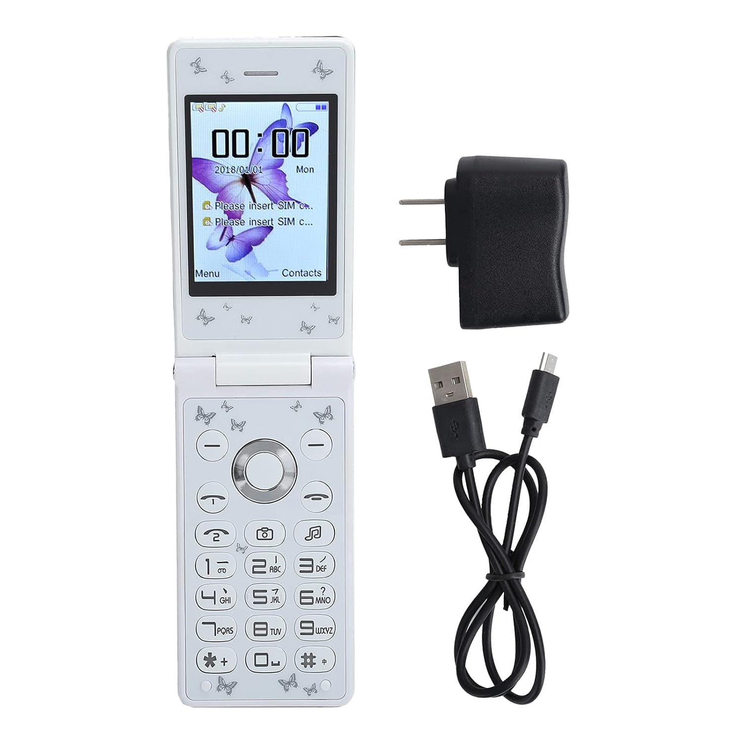 Flip Phone, 2.4 Inch Mini Unltrathin Flip Cell Phones, FM/MP3/MP4/32MB+32MB Dual Card Standby/Handwriting Screen/E-Book, Low Power Consumption