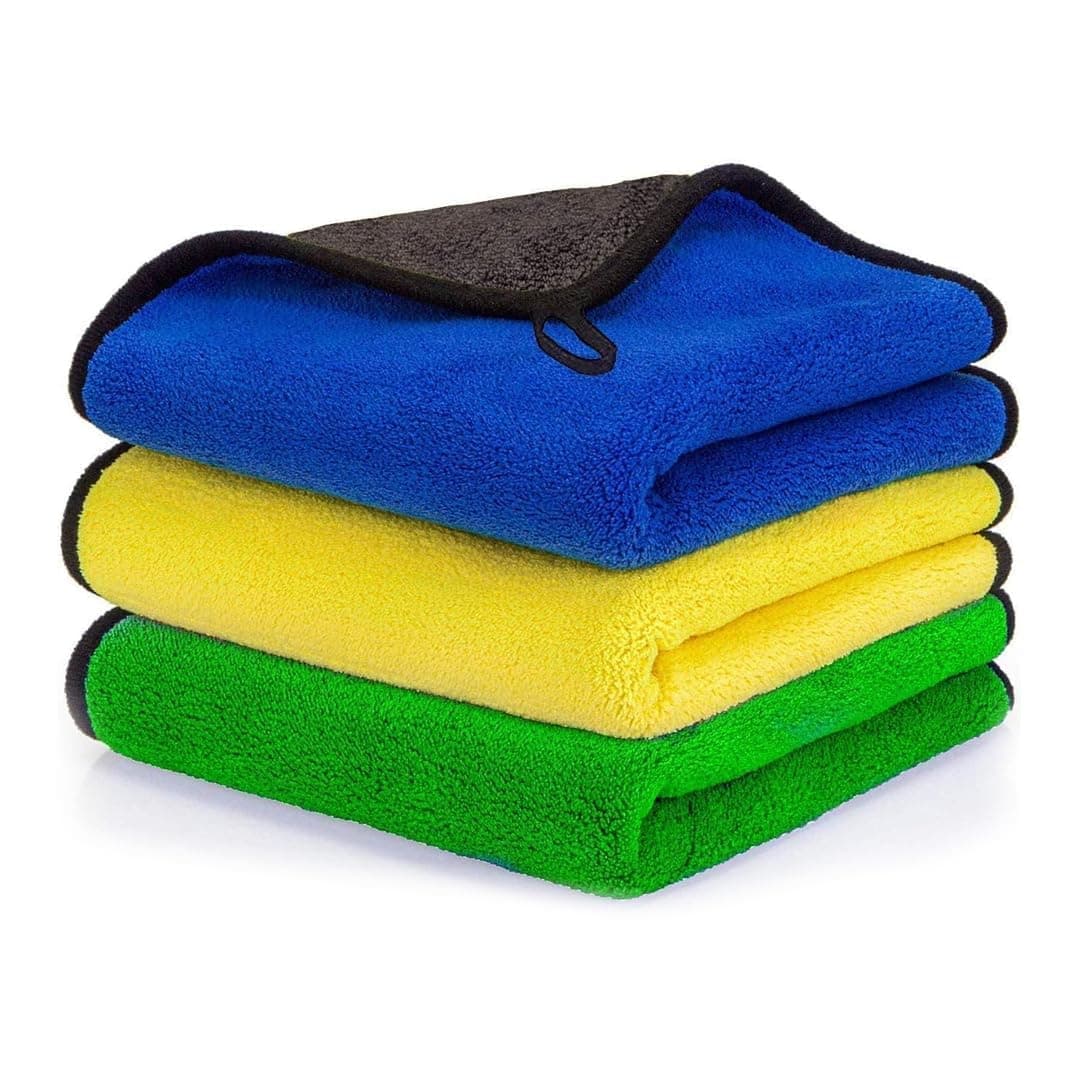 Naplion Automotive Cloths Car Towel for Cleaning and Detailing, Double Sided Car Drying Towel, Microfiber Cloths Absorbent Extra Thick Plush Exterior Car Care 3 Pack