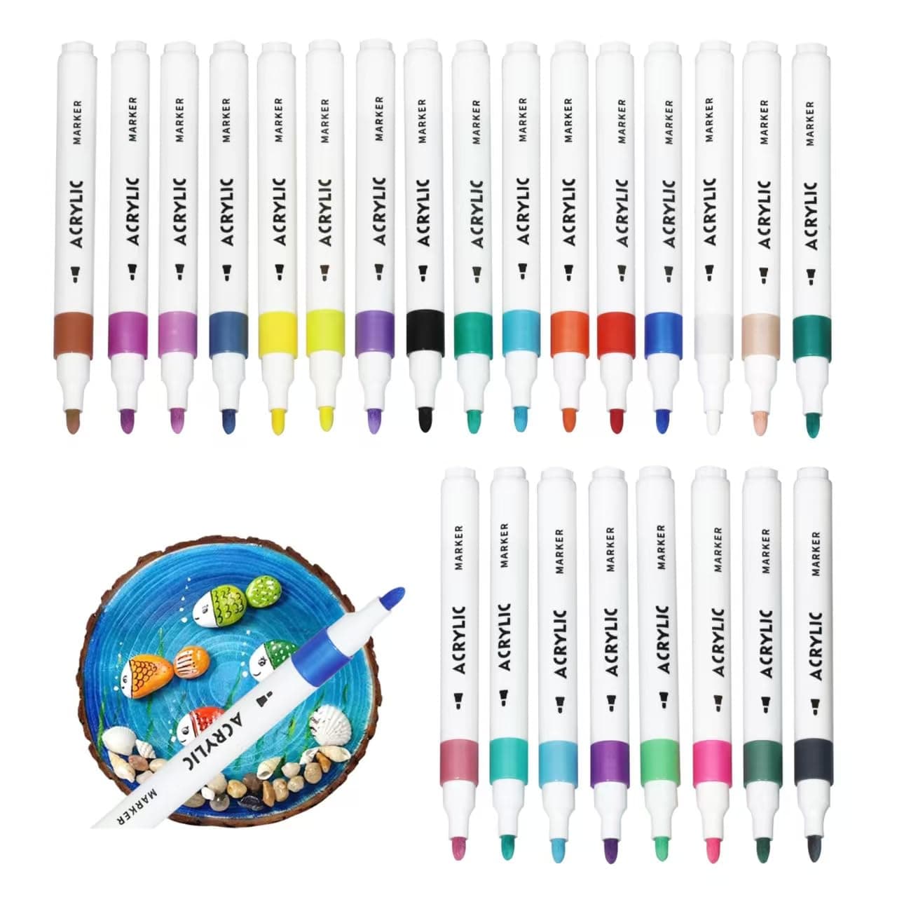 24 Colors Fine Tip Acrylic Paint Pens Markers Set, Quick Drying And Fade Resistant Drawing Marker，Premium Acrylic Paint Pens For Wood, Plastic Paper, Metal, And More, DIY Crafts Making Art Supplies