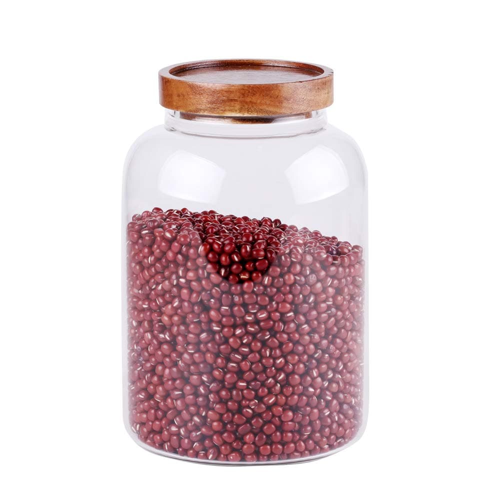 Large Glass Canisters, 66 FL OZ(1950ml) Food Storage Jars Kitchen Storage Container Cereal Dispenser Jars Airtight Glass Jars for Spaghetti Pasta, Powder, Spice, Tea, Coffee(7.6inch high)