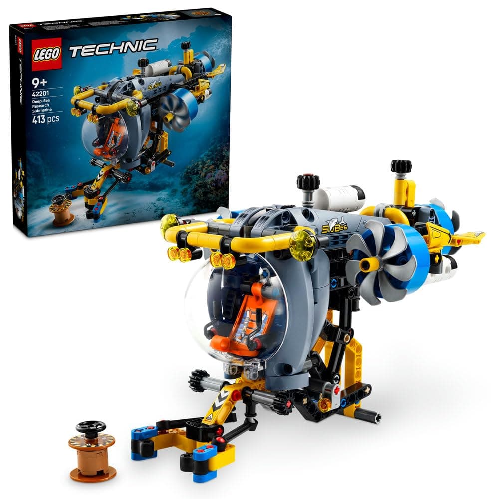 LEGO Technic Deep-Sea Research Submarine 42201 | Vehicle Toy, Spinning Propellers & Cockpit, Building Set for Kids, Gift for 9+ Year Old Boys & Girls, 413 Pieces