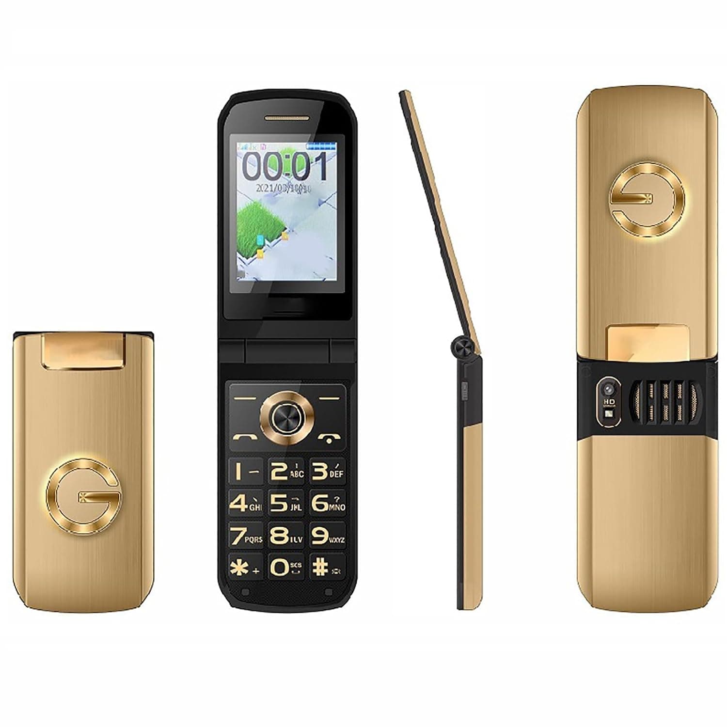 Flip Phone for Seniors, A Backup Phone for Young And Old, 2.6 Inches Big Screen, Big Font/Loudspeakers/Dual Card Dual Standby, with MP3 Music Playback+One Key Fast Dial,Gold