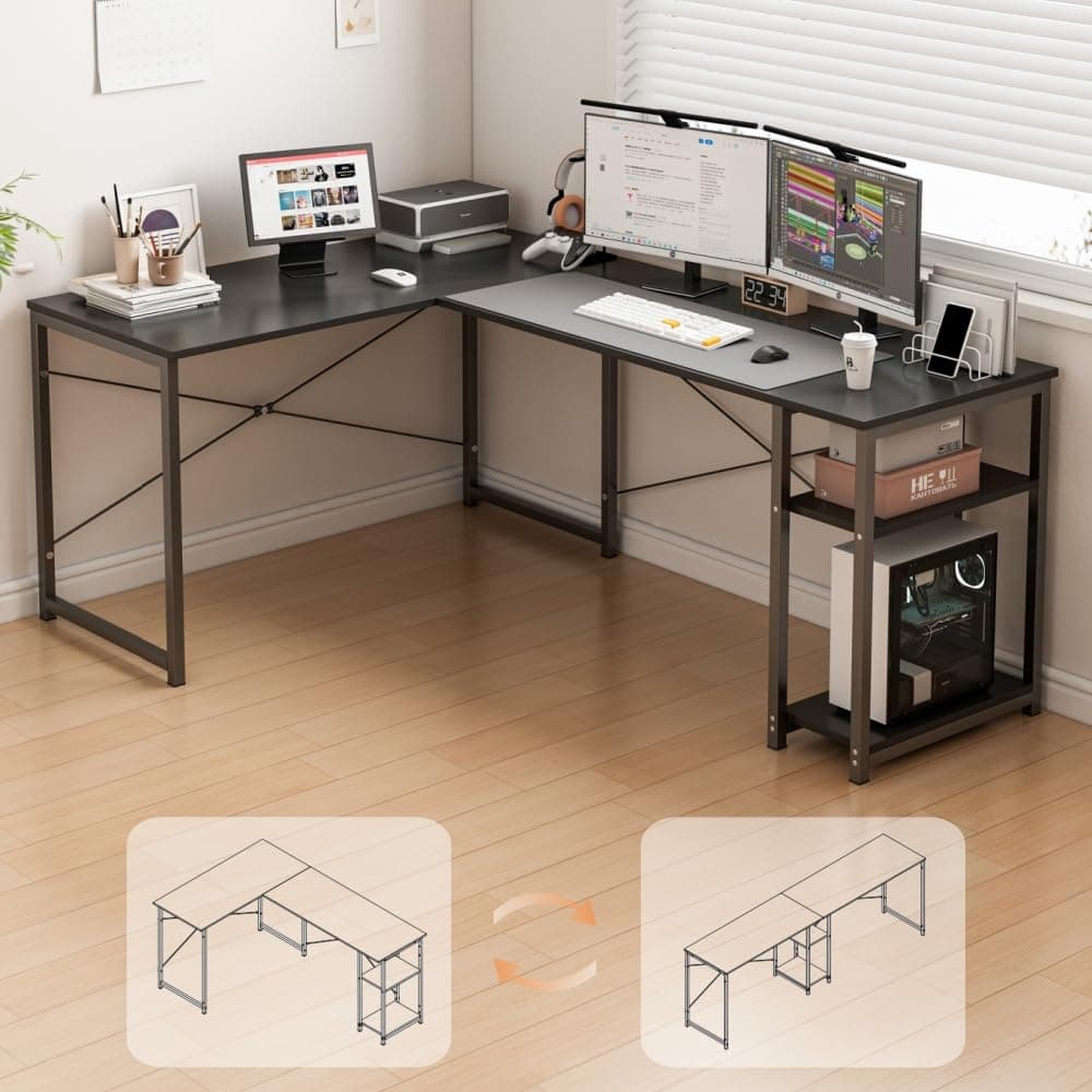 L-Shaped Desk Computer Corner Table Study Desk Home Office Workstation Modern Simple Style Writing Desk Table