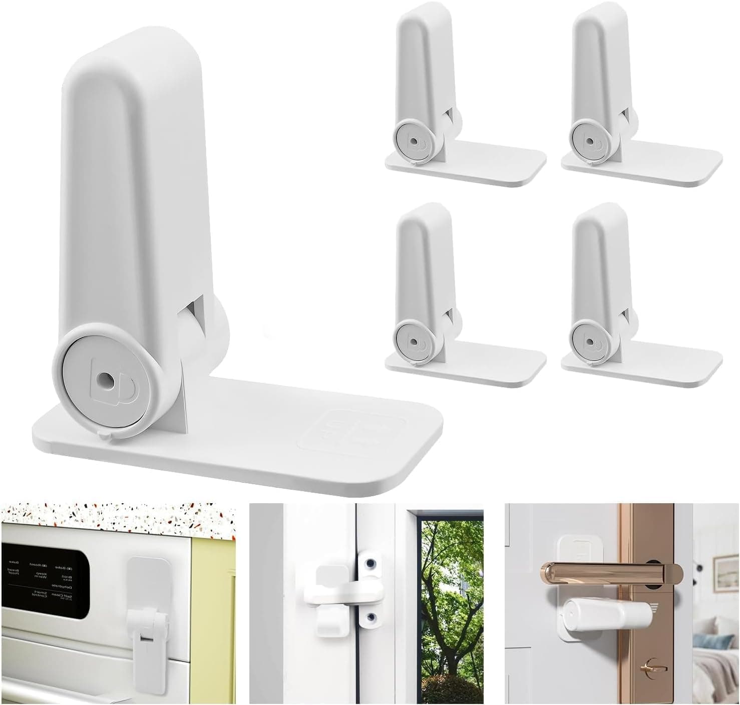 5Pcs Door Handle Safety Lever, Child Safety Door Handle No Drilling Self-Adhesive Multifunctional for Children Toddlers Pets