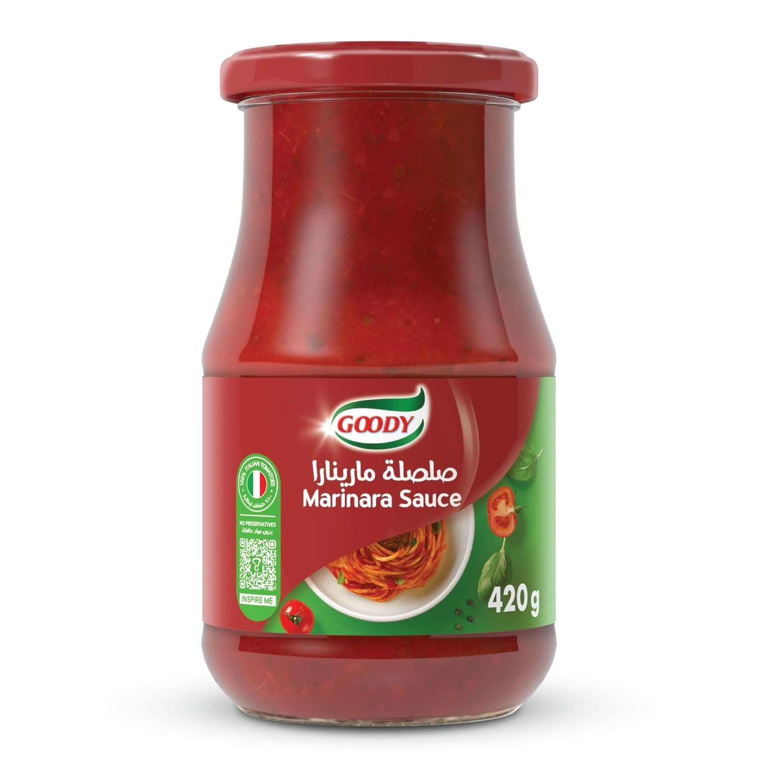 Goody Marinara Pasta Sauce, 420 g, Product of Italy, No Preservatives, Made with Basil and Garlic, Ready to Heat and Serve