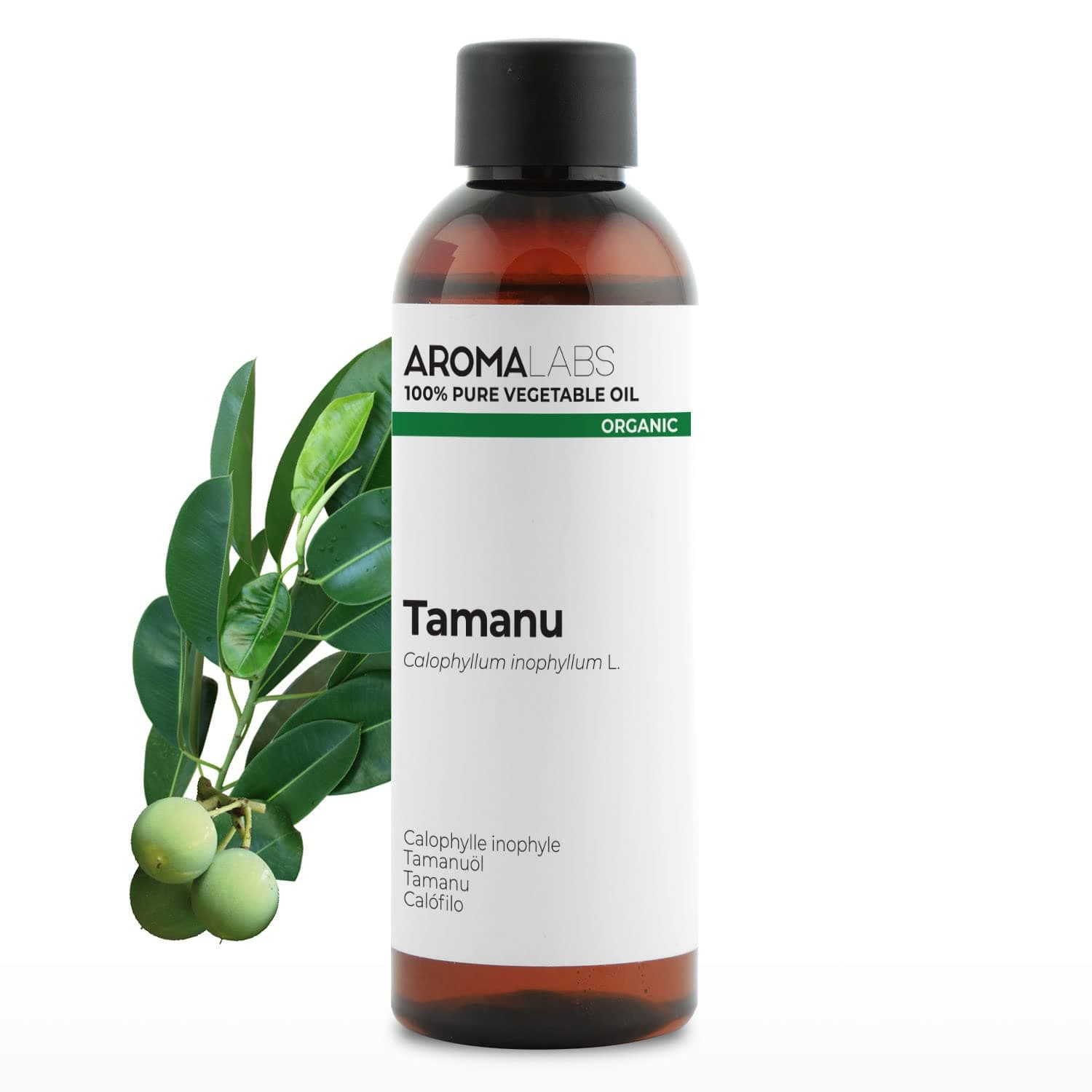 ORGANIC - TAMANU Oil - 100mL - 100% Pure, Natural, Cold Pressed and Cosmos Certified - AROMA LABS (French Brand)