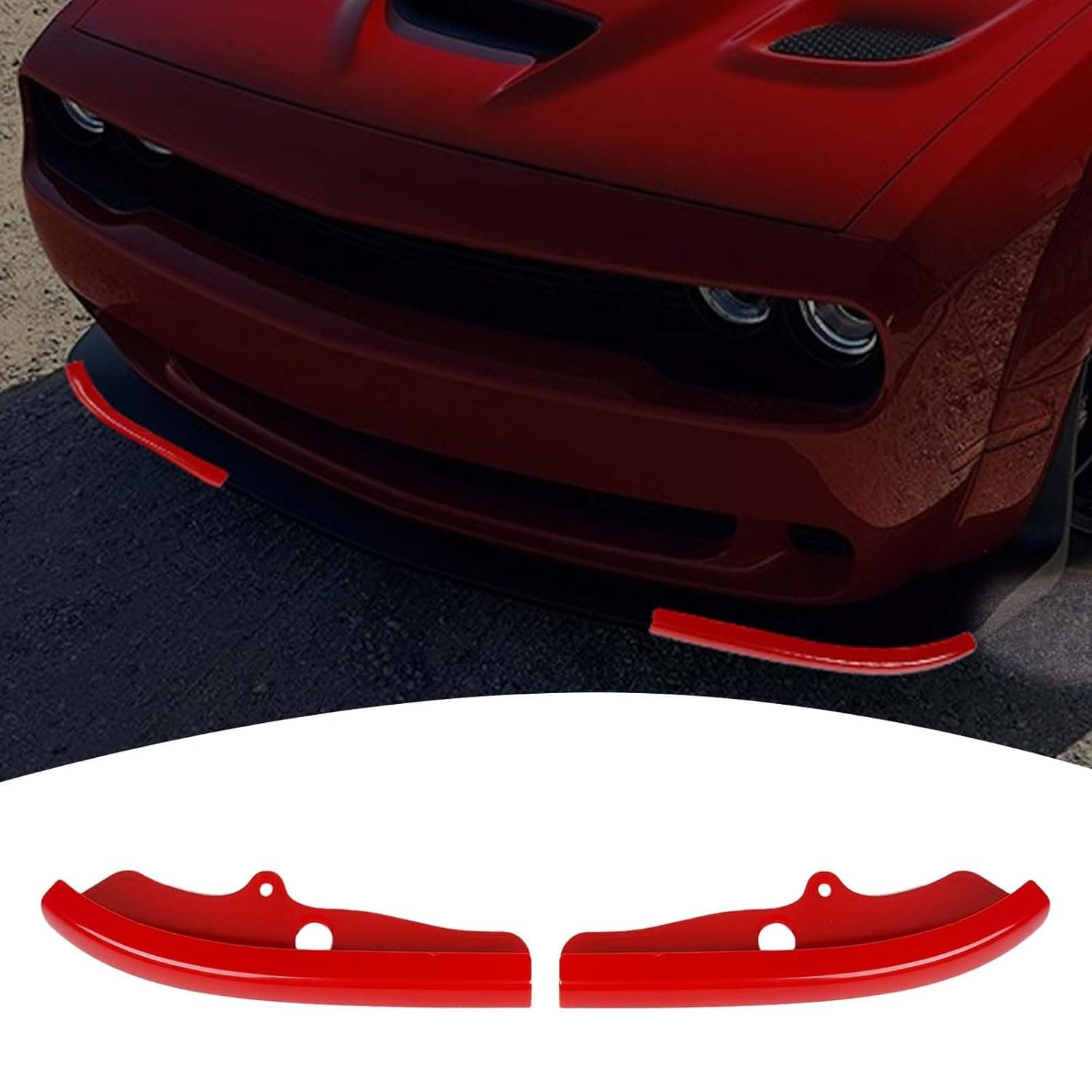 غطاء واقي لممتص الصدمات الامامي لسيارة تشالنجر من بي دي كلين، لسيارة دودج تشالنجر SXT GT R/T سكات باك 2015-2023، اكسسوارات خارجية باللون الاحمر، قطعتين