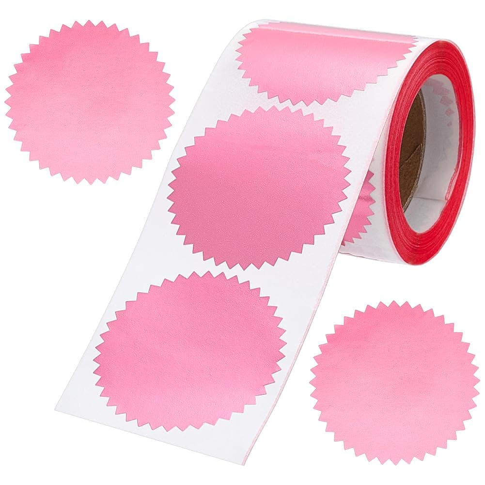 UNICRAFTALE 500pcs Foil Stickers for Embossing Gear Shape Sealing Stick with Self-Adhesive Hot Pink 2inch/50mm Blank Gold Stickers for Personalized Gift Wrapping and Professional Document Sealing