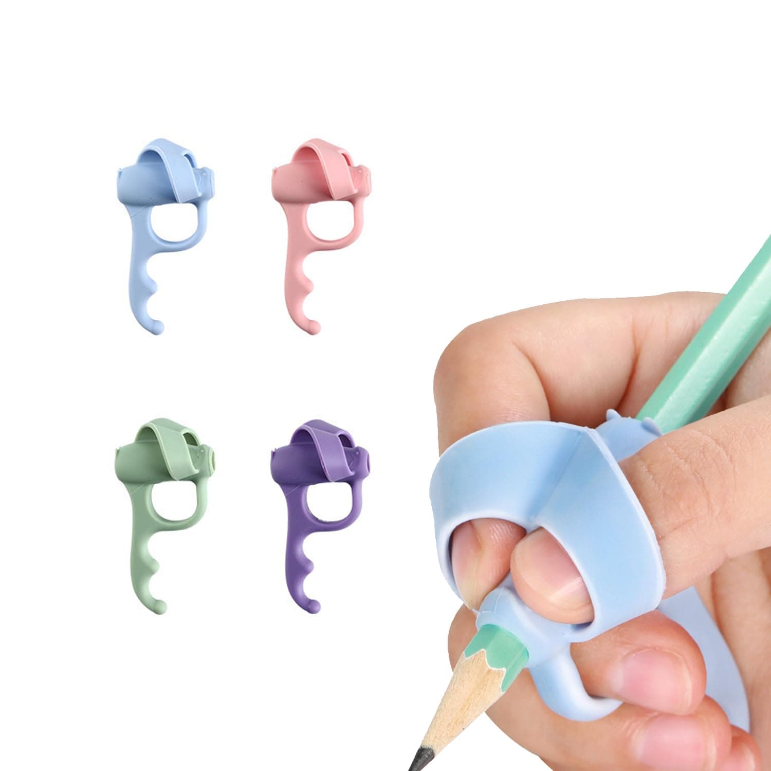 Artilife 4 Pieces Pencil Grips Trainer for Both Left-Handed and Right-Handed, Kids Handwriting Aid Correction Tool for Preschool Homeschool Kindergarten Classroom