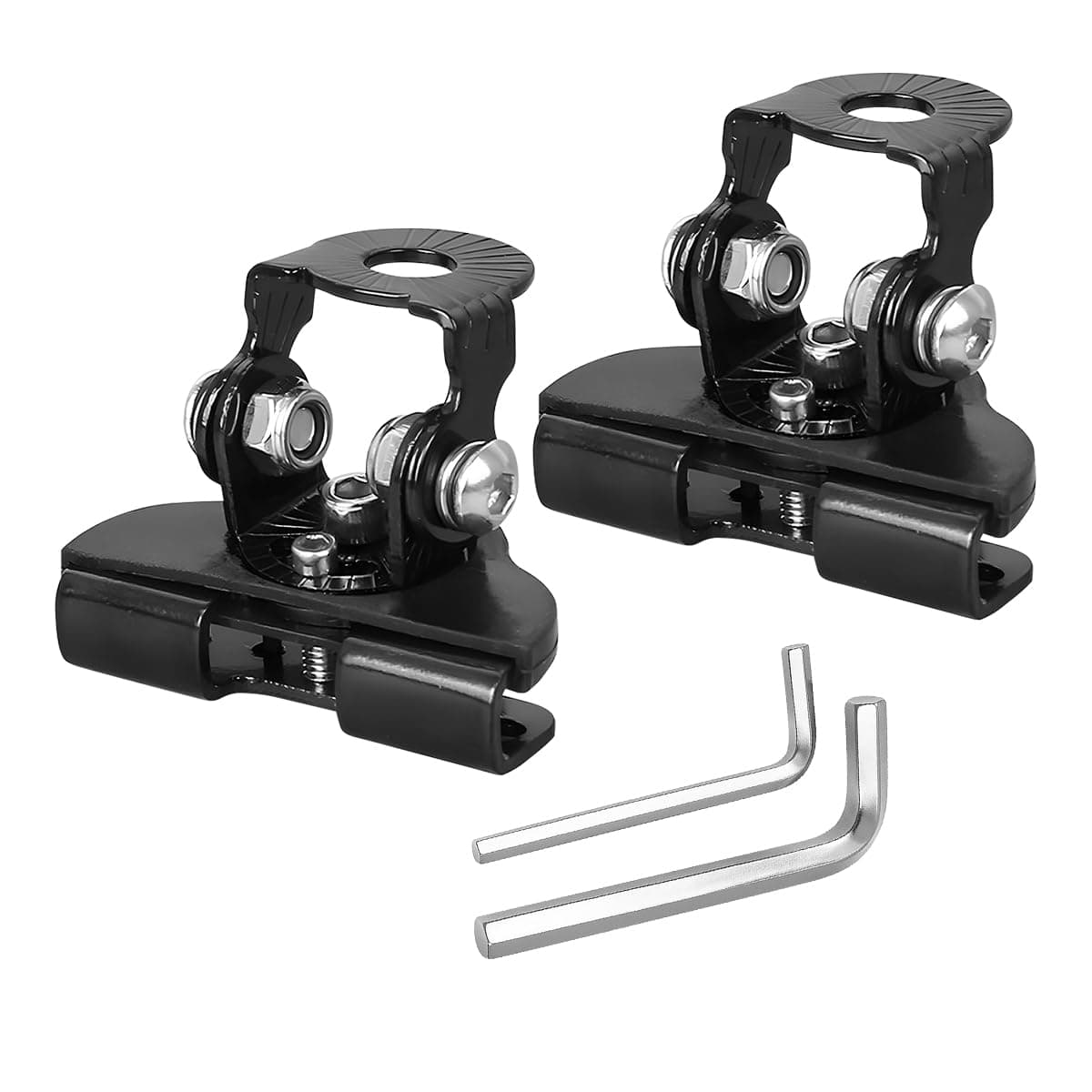 2PCS Car LED Light Bar Mounting Bracket, Vehicle Pillar Hood Work Lamp Mount Clamp Holder with Hex Wrenches, Auto LED Pods Mount Bracket, Universal for SUV RV Truck (Black)