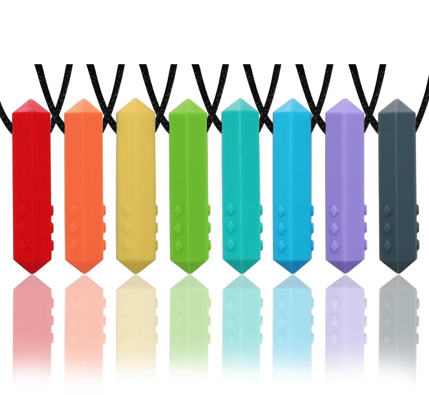 Chew Necklaces for Sensory Kids, 8 Pack Chewy Necklace Sensory Boys and Girls with Autism, ADHD, SPD, Biting, Silicone Teething Necklace Oral Chew Toys for Adults Reduce Chewing Anxiety Fidget