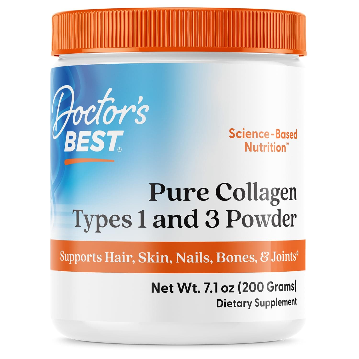 Doctor's Best, Best Collagen, Type 1 & 3, Powder, 7.1 oz (200 g) | Collagen Protein Powder Supplement, 6 g Protein per Serving, Types 1 & 3 Peptides, Supports Hair, Skin, Nails, & Joint Health