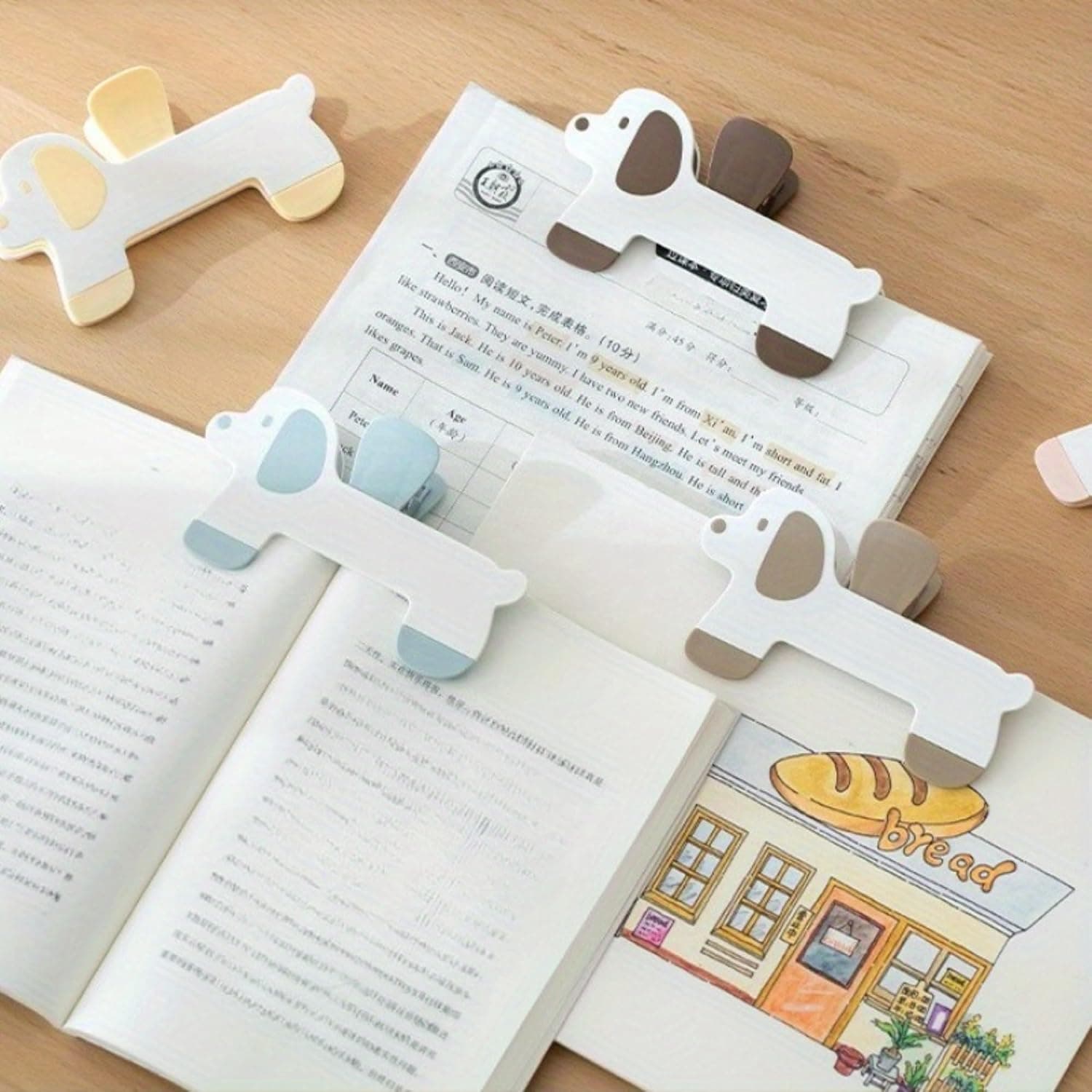 Cute Dog Book Page Holder Clip, Brown White Bookmark for Reading, Fun Office Supplies Back to School Gifts for Book Lovers Students