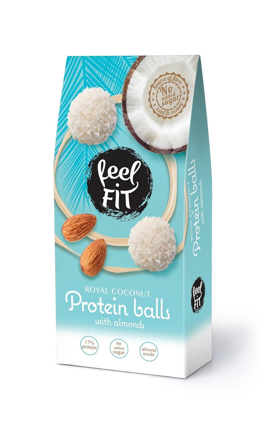 Feel Fit Coconut Protein Wafer Balls 63g with Almonds, No Added Sugar (Pack of 1)