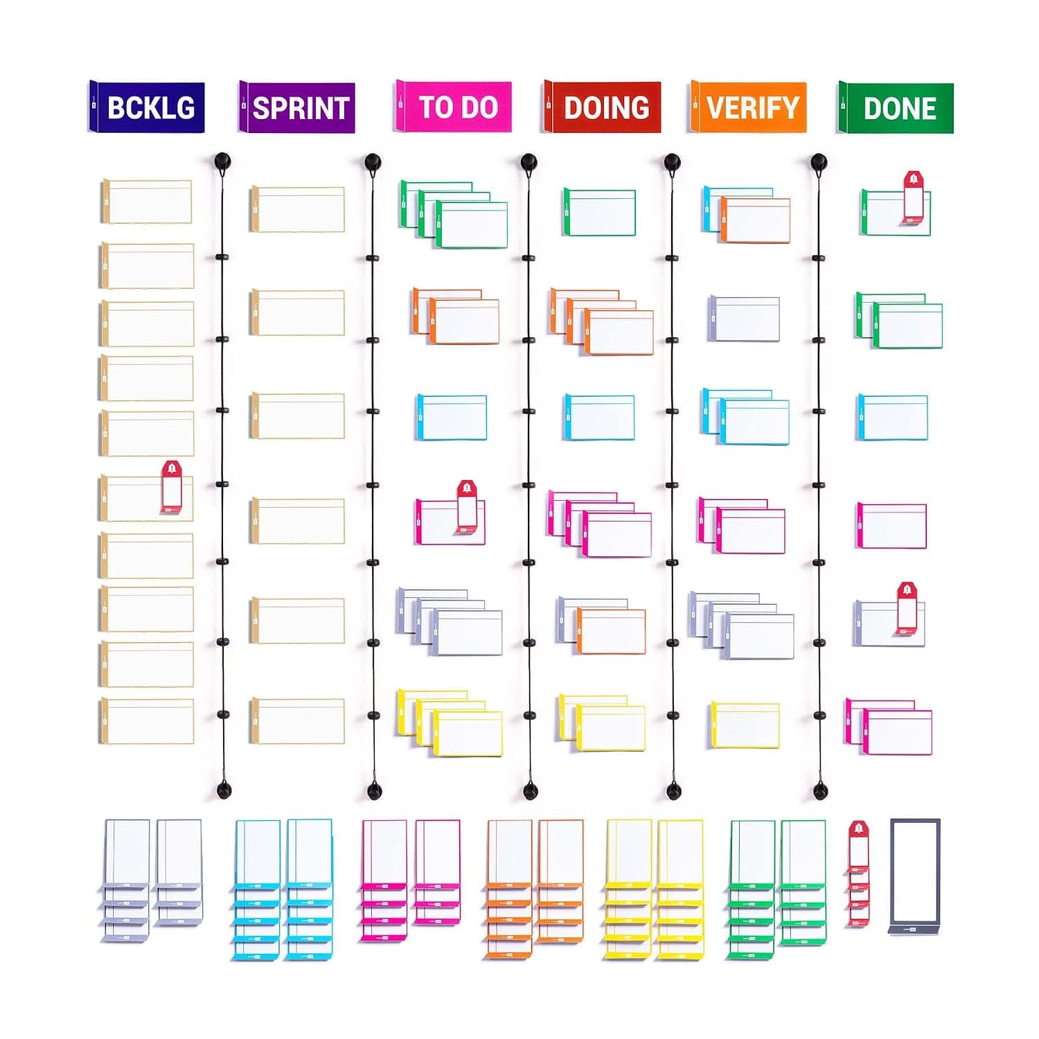 PATboard Kanban Board and Scrum Board - Complete Set with 137 Agile Tools for Magnetic Whiteboard - Agile Board, Scrum Kit, Kanban Board, Scrum Board - Agile Management