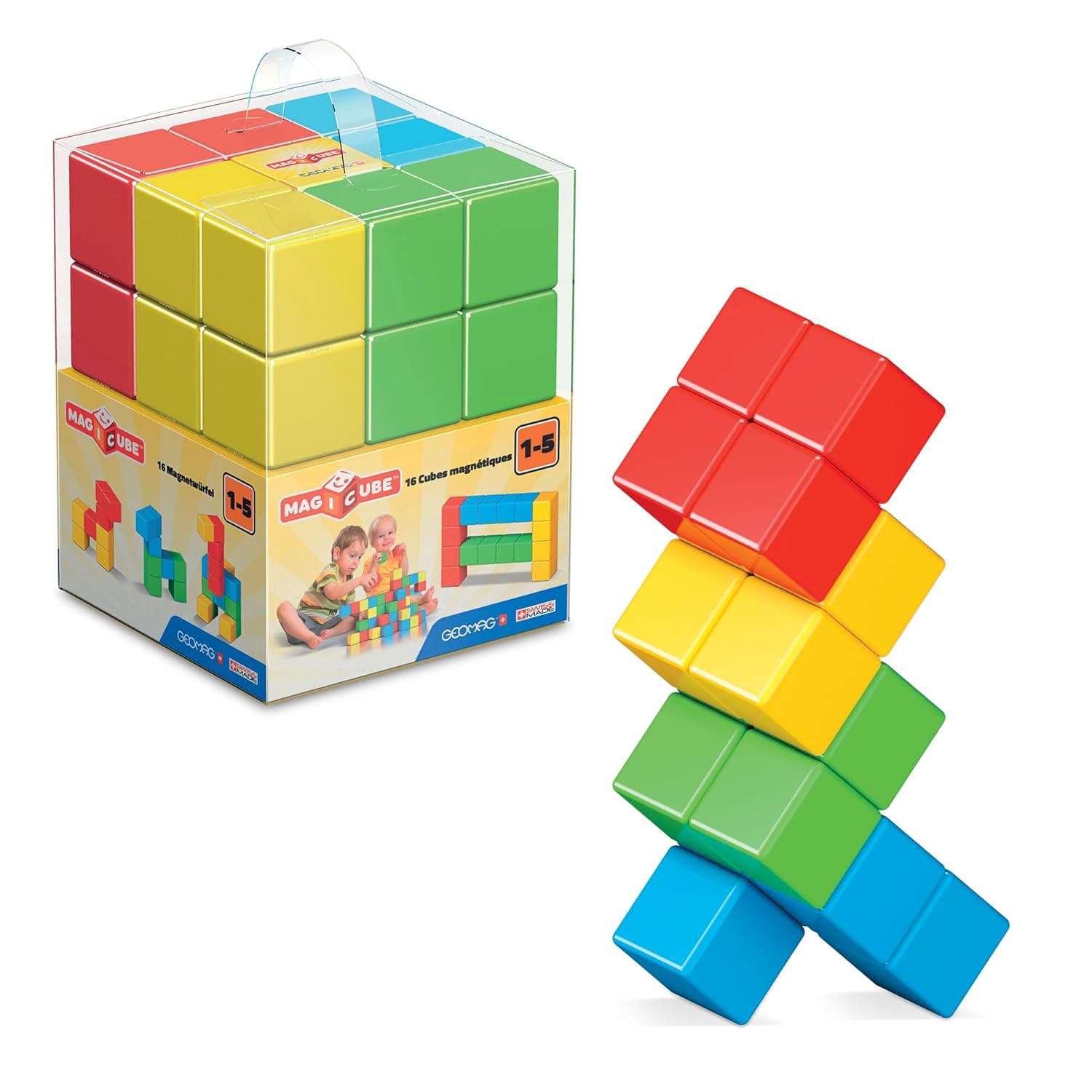 Geomag Magicube 153, Pre School, Construction Toy, Building Kit, Educational Toy - 16 Magnetic Cubes