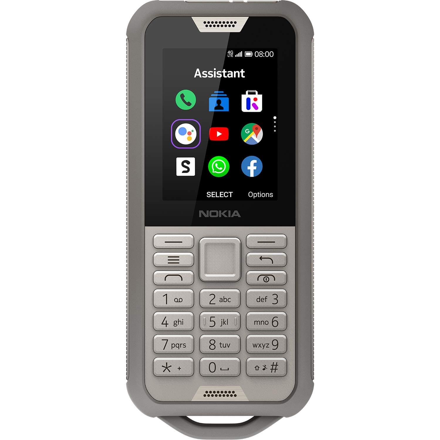 Nokia 800 Tough Feature Phone, Dual SIM, 512 MB RAM, 4G LTE, Sand