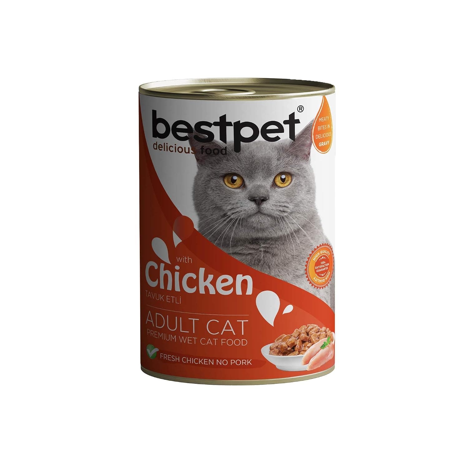 Bestpet Canned Wet Food with Sauce and Chicken Chunks, For Adult Cats, 400g