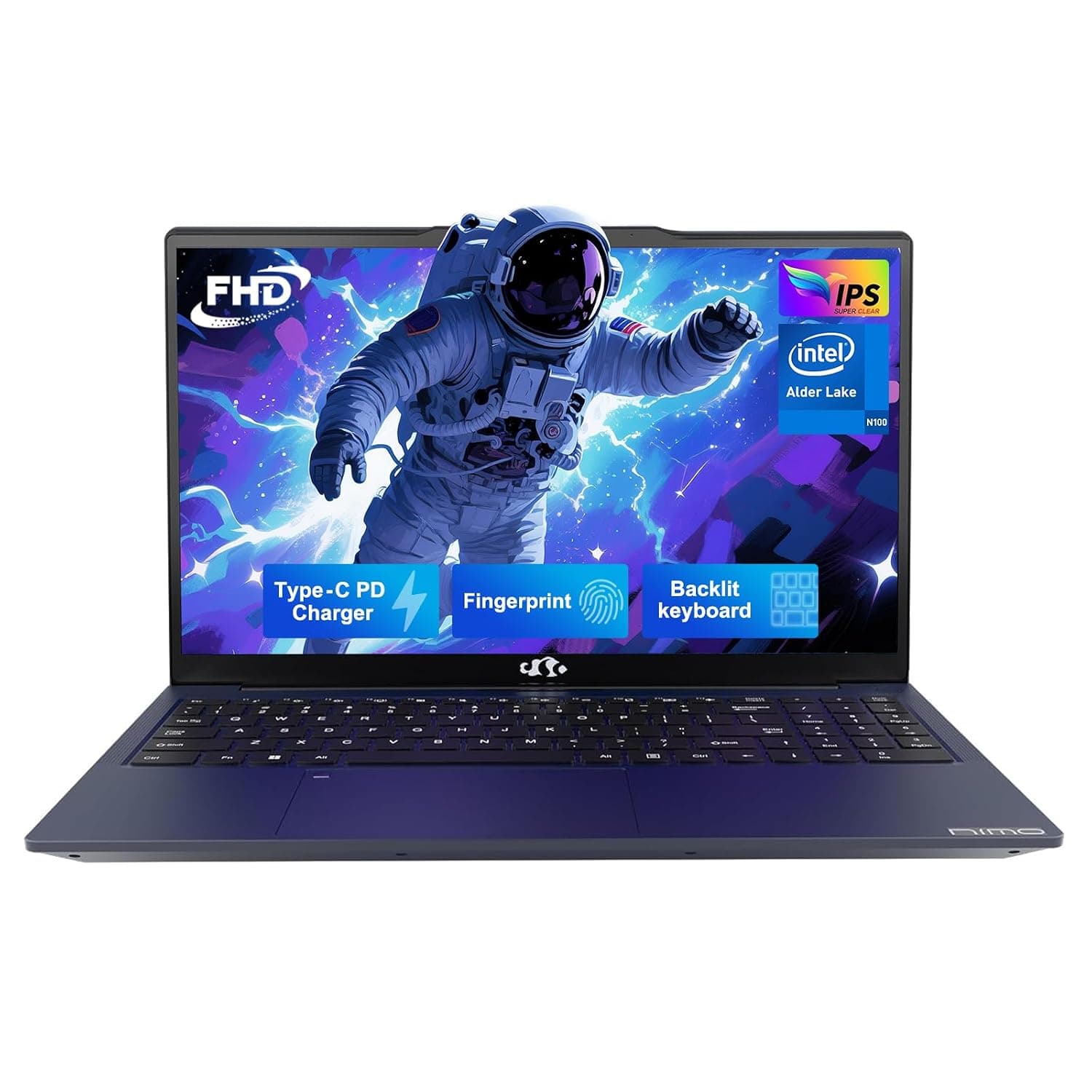 NIMO 15.6" IPS FHD-Laptop, Pentium Quad Core N100 8GB RAM 256GB SSD (Beat i3-1115G4, Up to 3.4GHz) Computer with Backlit Keyboard Fingerprint Type-C WiFi 6 BT5.2, for Student and Home