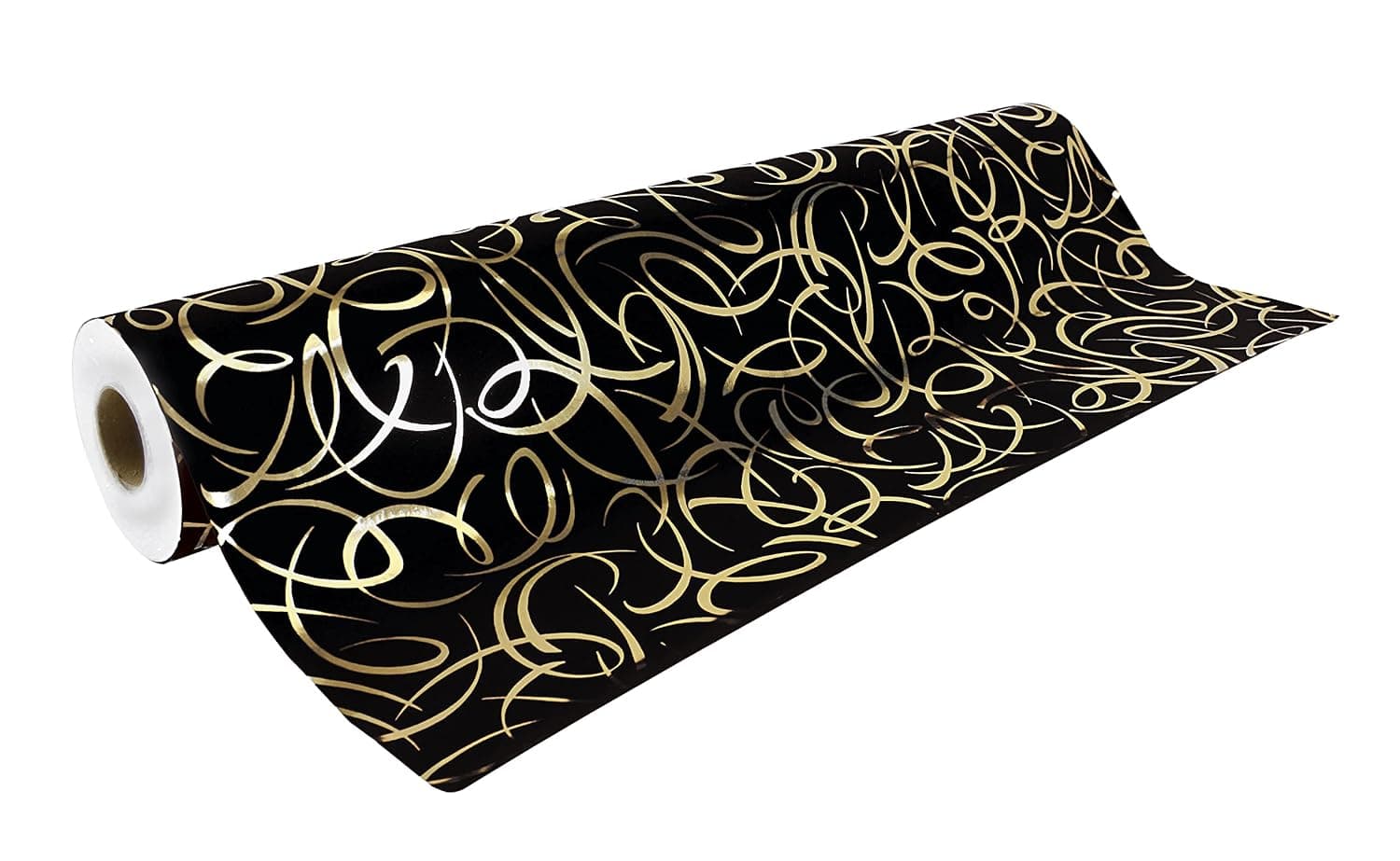 Clairefontaine 211954C Premium Wrapping Paper Roll 50 m x 70 cm 80 g 1 Roll Arabesque Gold with Black Background