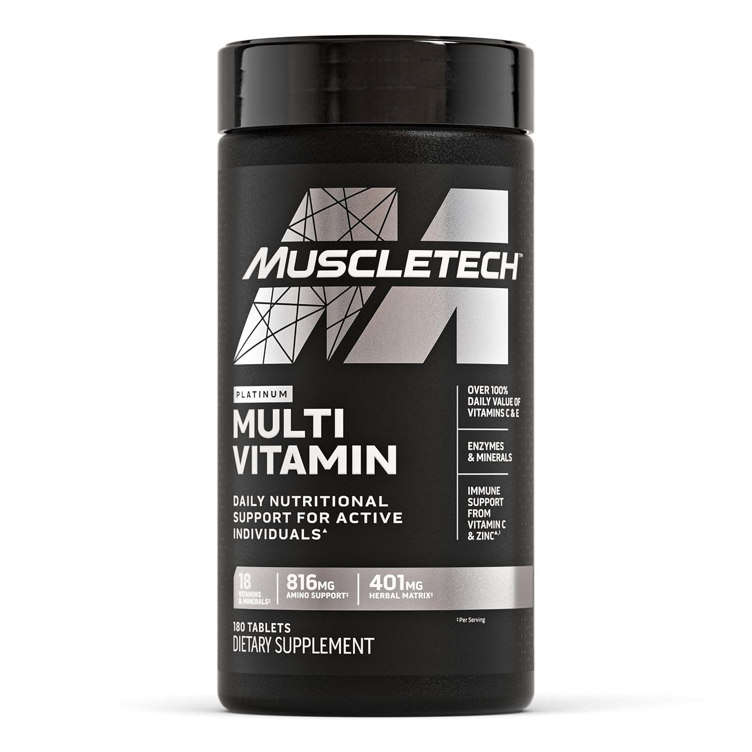Muscletech Essential Series Platinum Multivitamin | Vitamins & Minerals | Amino Support | Promotes A Healthy Body | Daily Nutrition | 90 Tablets