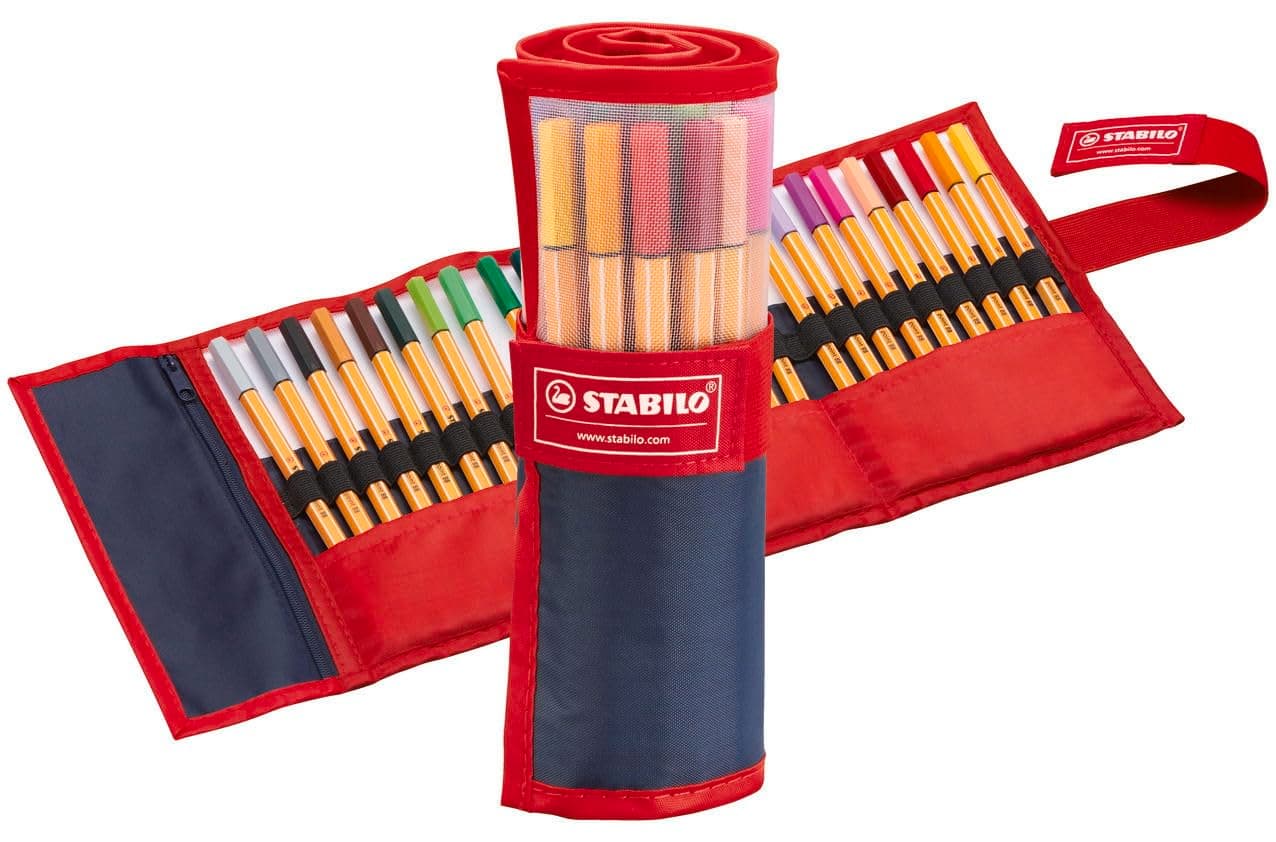 Stabilo point 88 fineliner pens, 0.4 mm - 25-color rollercase set