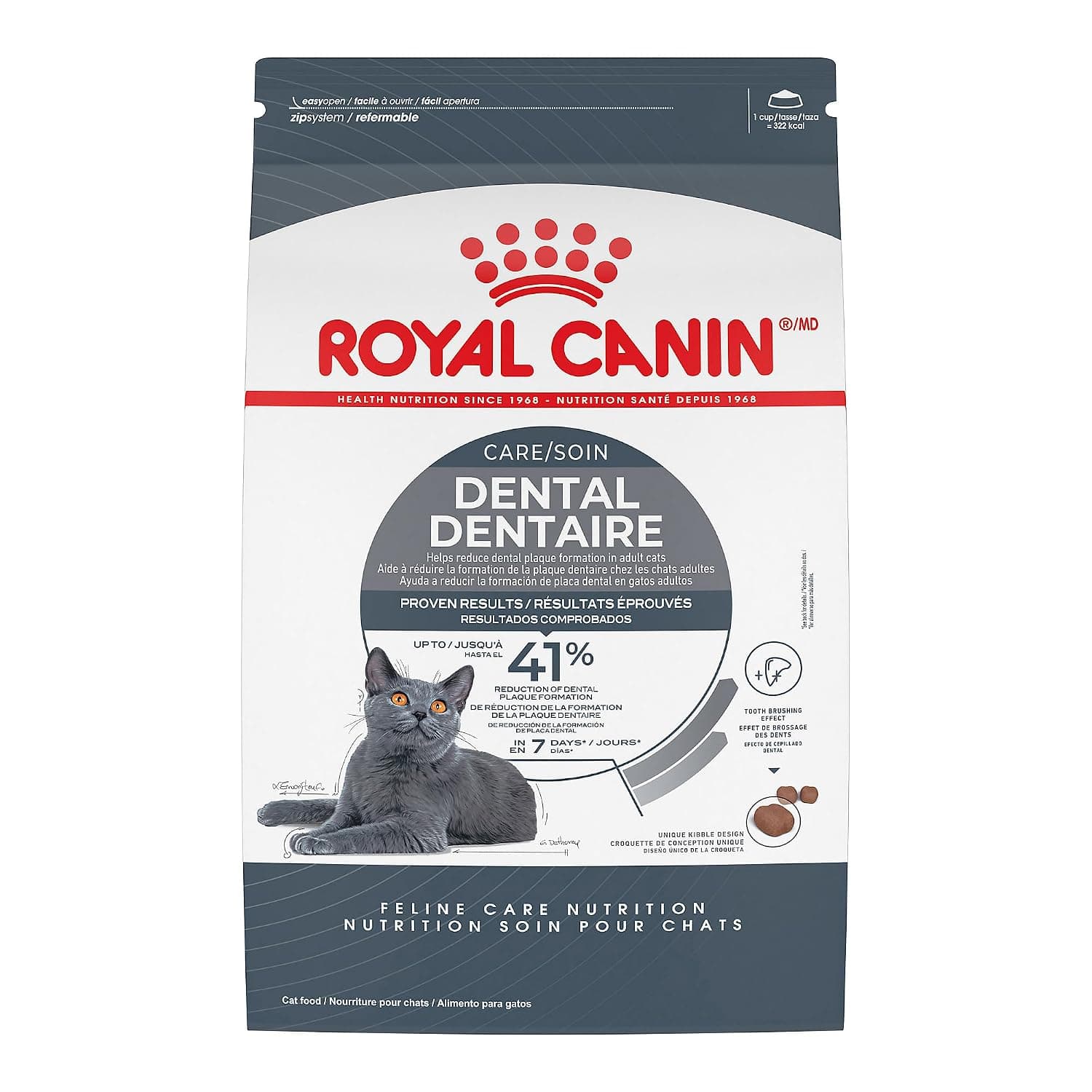 Royal Canin Feline Care Nutrition Dental Care Dry Cat Food, 3 lb bag | Dental Care For Cats, Helps Reduce Plaque Formation, For Adult Cats, Crunchy Kibble, Developed by Veterinarians