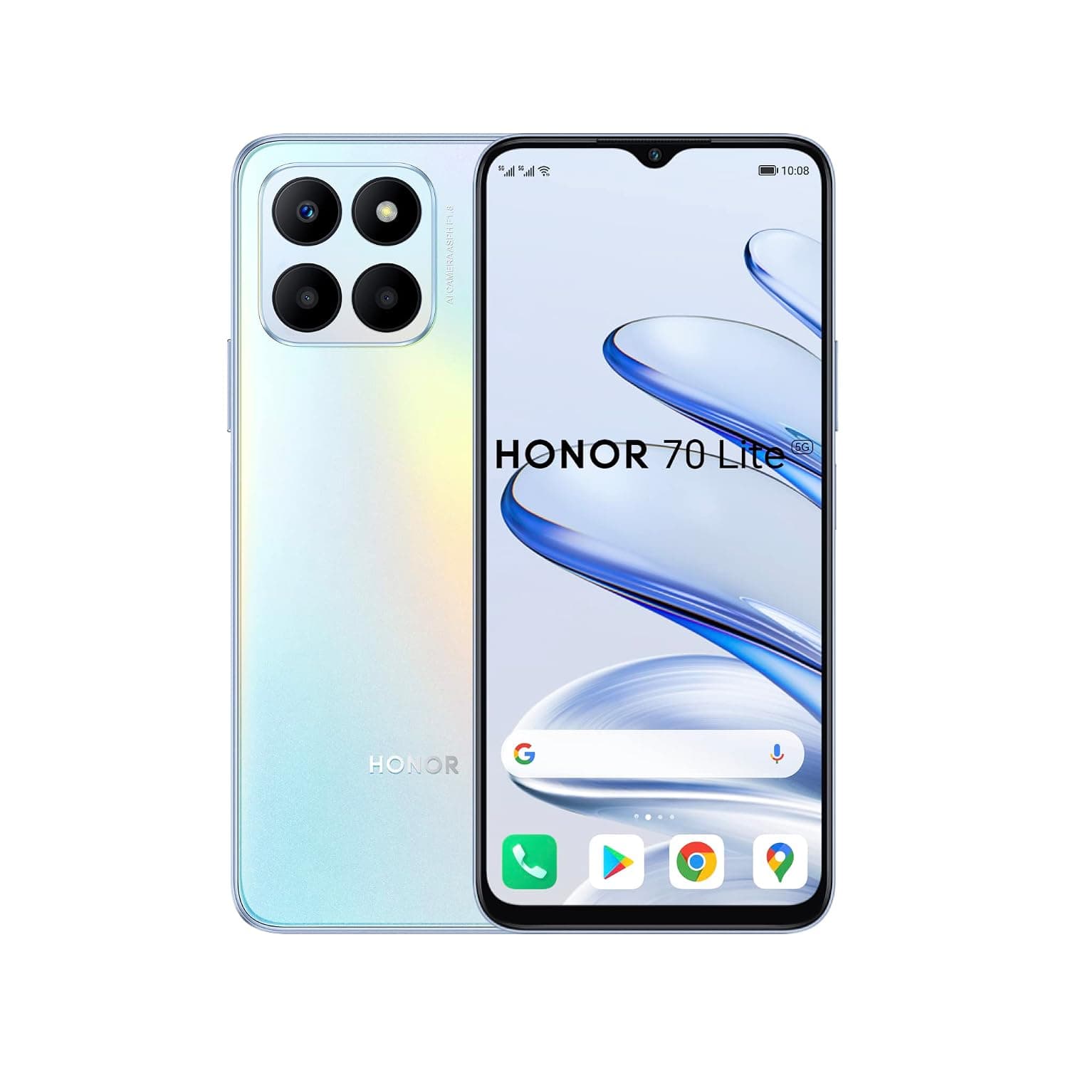 Honor 70 Lite Dual-SIM 128GB ROM + 4GB RAM (Only GSM | No CDMA) Factory Unlocked 5G Smartphone (Titanium Silver) - International Version