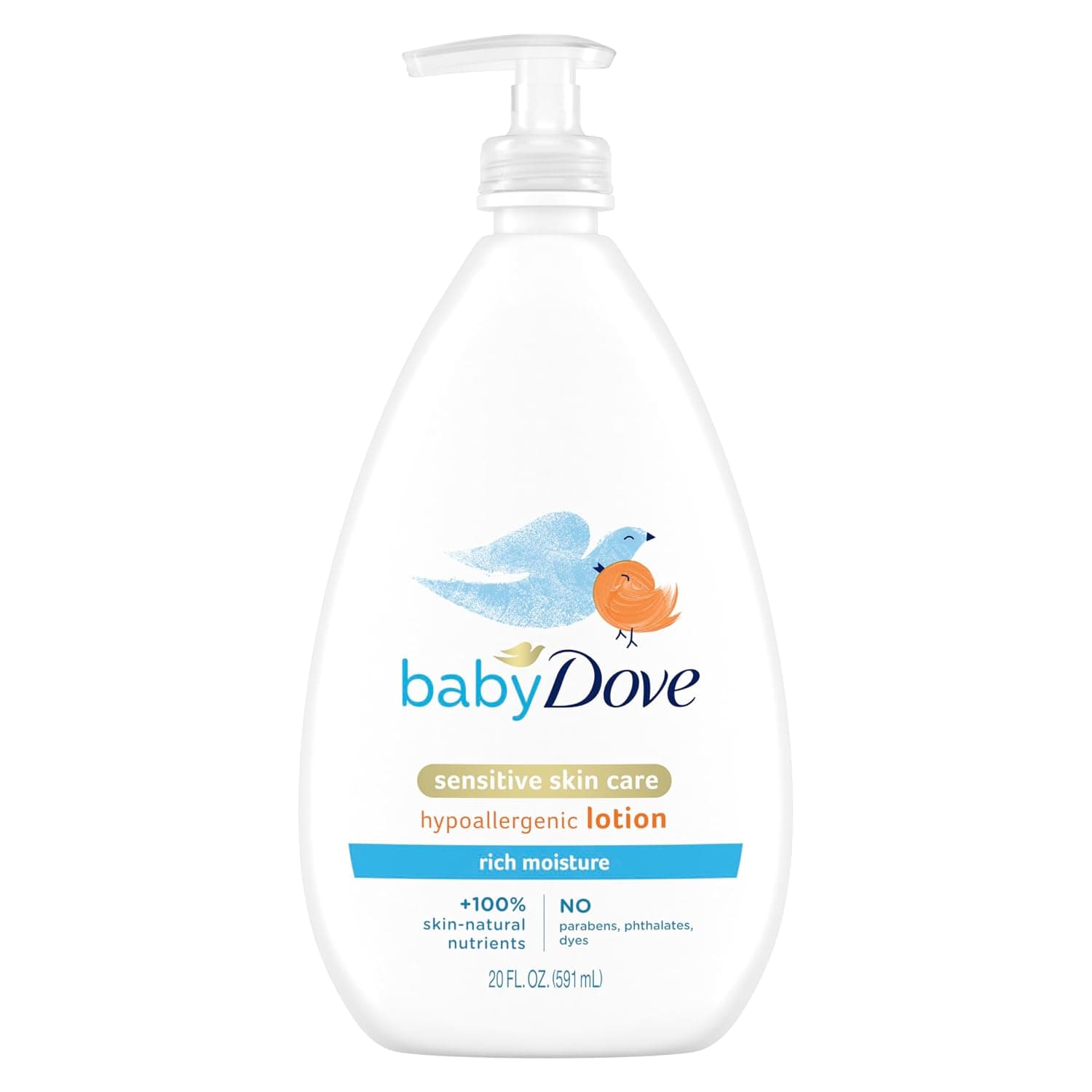 Baby Dove Sensitive Skin Care Body Lotion For Delicate Baby Skin Rich Moisture With 24-Hour Moisturizer, 20 fl oz (Package May Vary) | For Delicate Baby Skin With 24-Hour Moisturizer