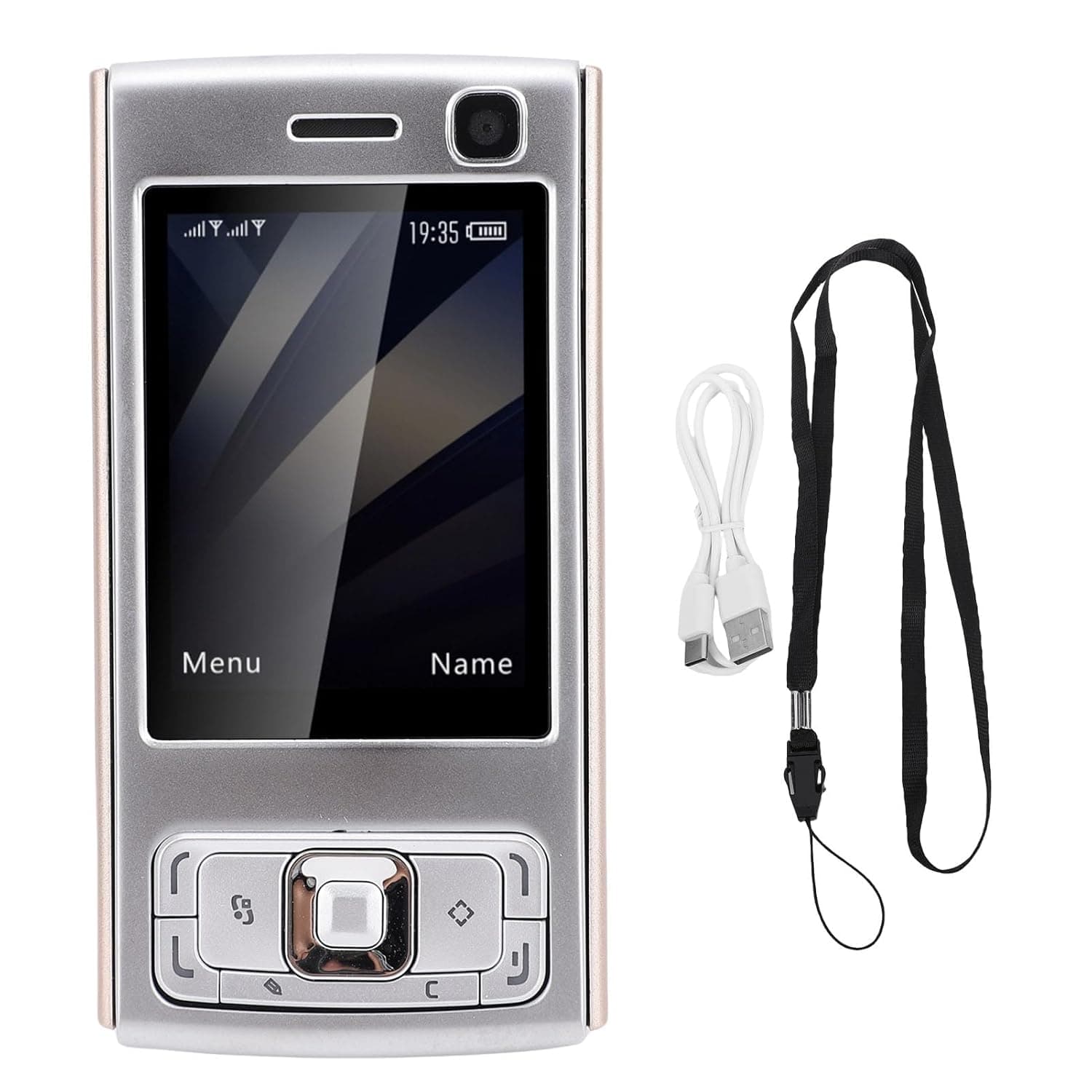 Elderly Cell Phone, 2 Inch Dual Card Slider Mobile Phone with Slide Cover for Seniors, Loud Speaker Unlocked, 1000mAh Battery, Speed Dialing (Gold)