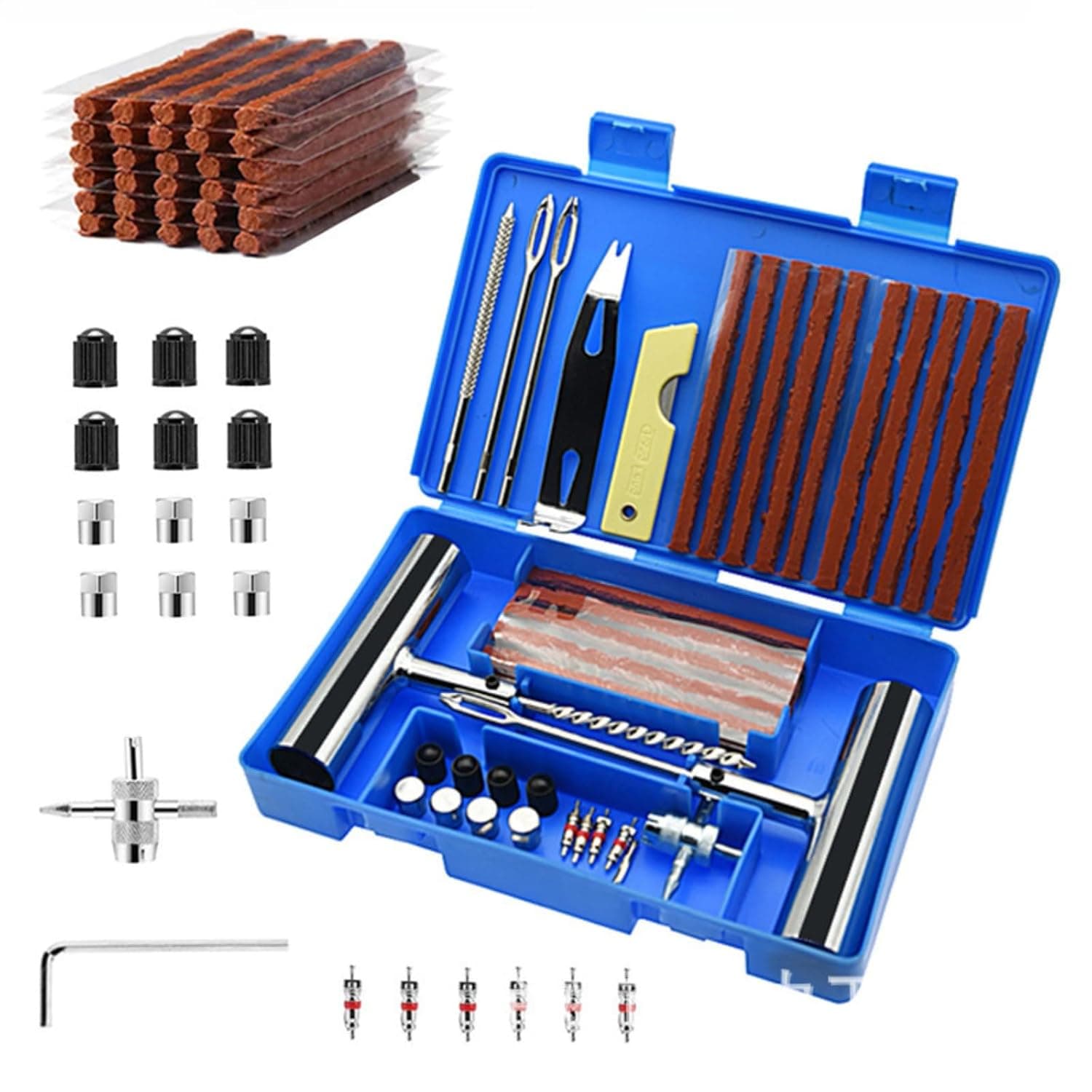 ANYUAN 58-piece Tire Repair Kit, Emergency Tire Repair Kit, An Essential Tire Repair Tool For Road Trips, Suitable For Cars, Motorcycles, Trucks, RVs, SUVs, Off-Road Vehicles, Etc.