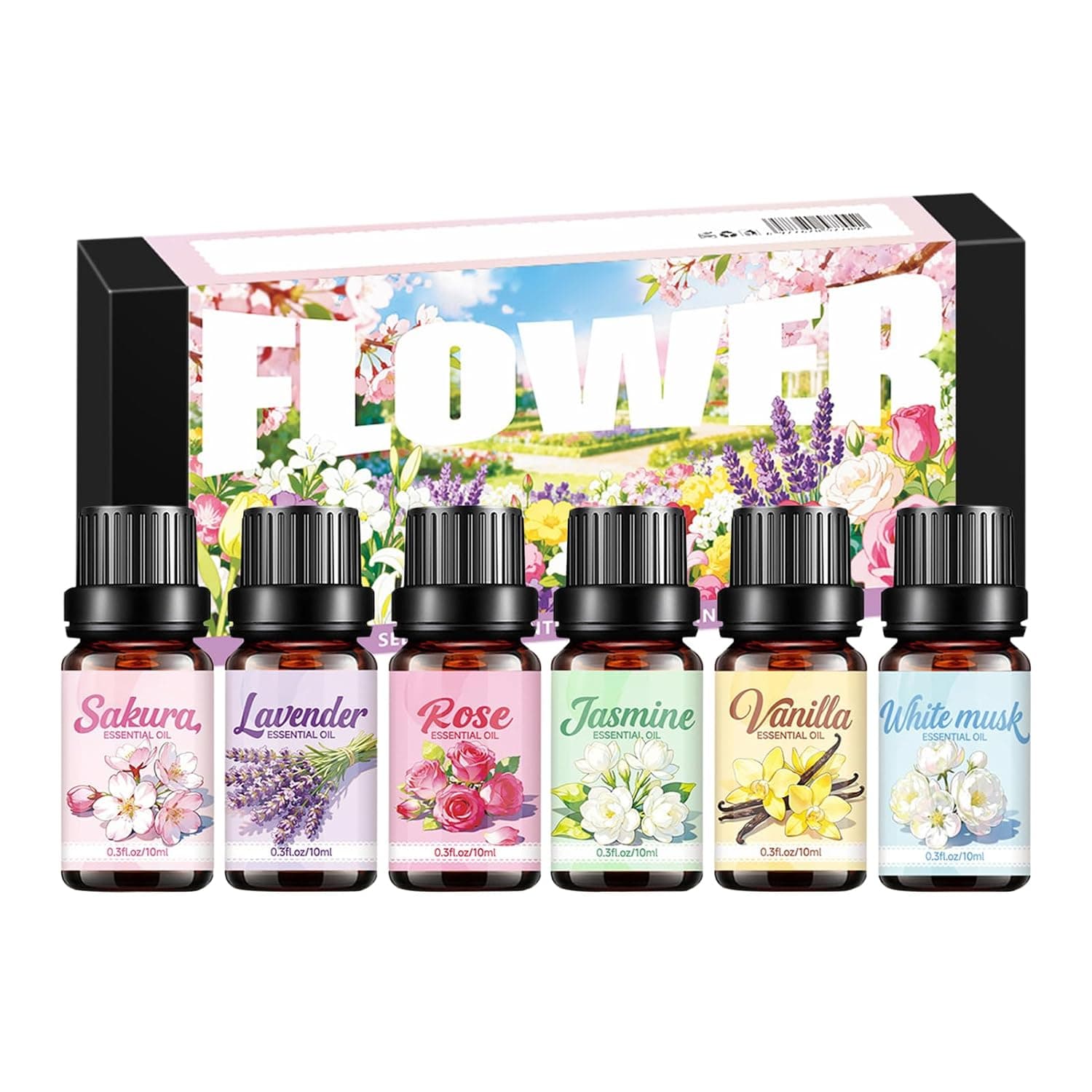 Fragrance Oil for Diffuser 6 Pieces Refreshing Long-Lasting | 10ml Flower Scent Fragrance Oil for Road Trip Humidifier Christmas Mother's Day Birthday Valentine's Day