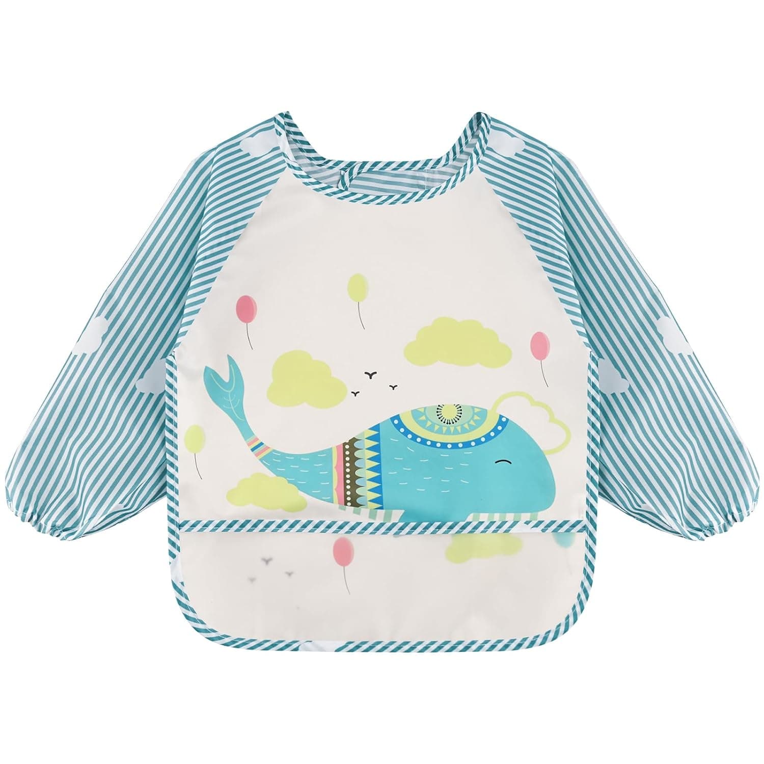 Long Sleeve Baby Bibs, Waterproof Sleeved Bib Smock for Baby Toddler 6-36 Months,Reusable with Catch-all Pocket