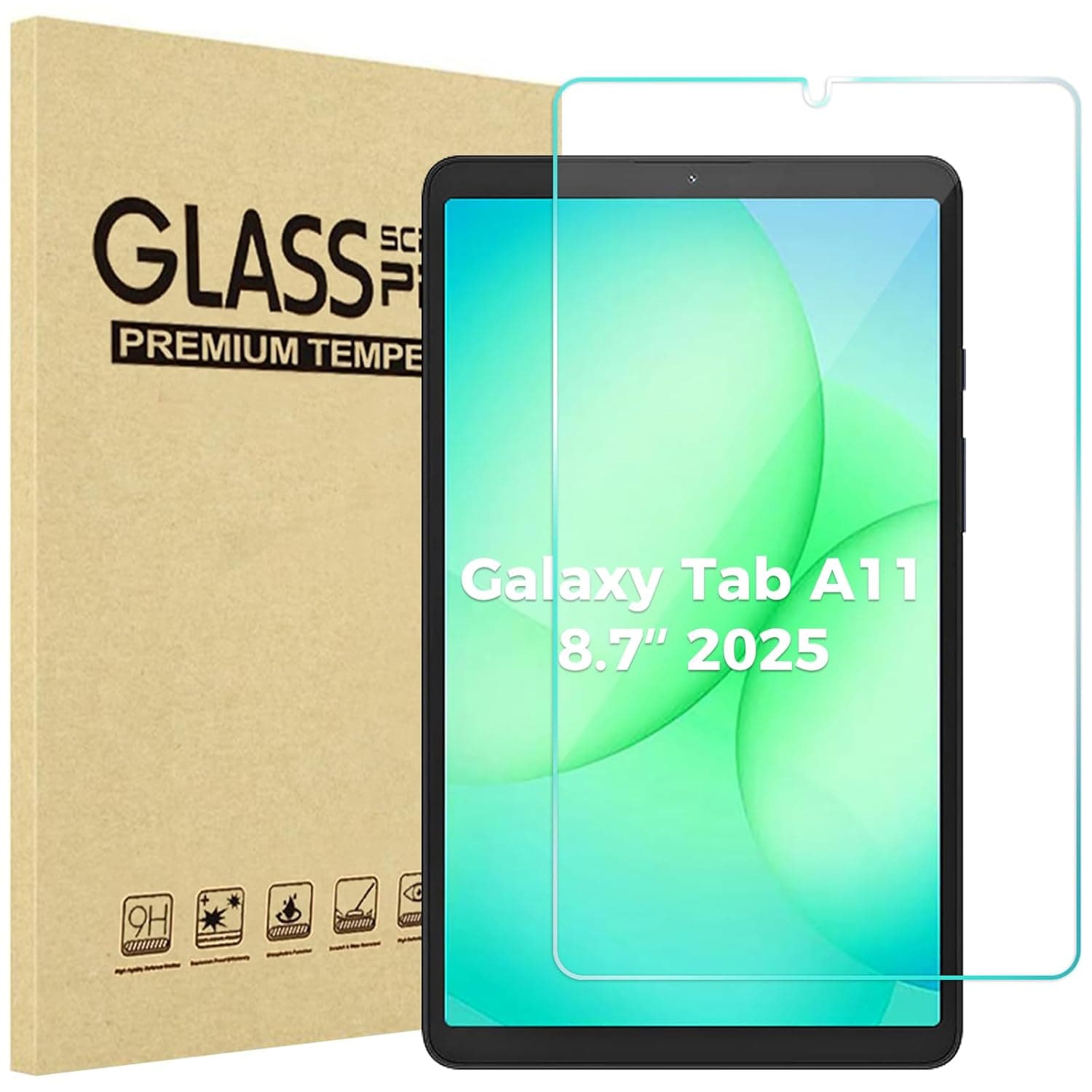 ProCase Screen Protector for Galaxy Tab A11 / A9 8.7 Inch 2025/2023 Release, 9H Hardness Tempered Glass HD Clear Screen Film Guard for 8.7" Galaxy Tab A11/A9 SM-X130/X135/X110/X115/X117-1 Pack
