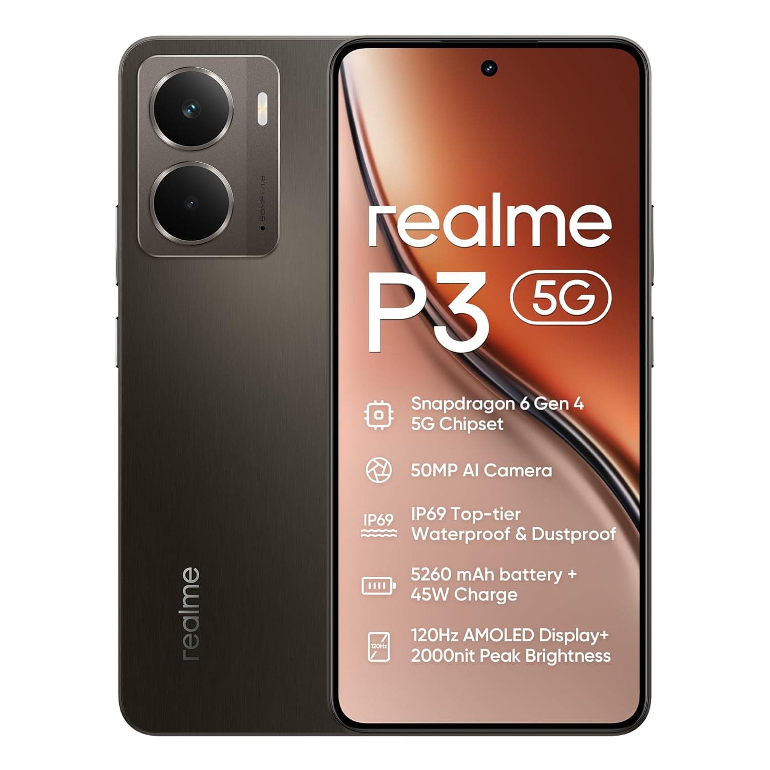 Realme P3 Dual-SIM 512GB ROM + 12GB RAM (GSM Only | No CDMA) Factory Unlocked 5G Smartphone (Comet Grey) - International Version