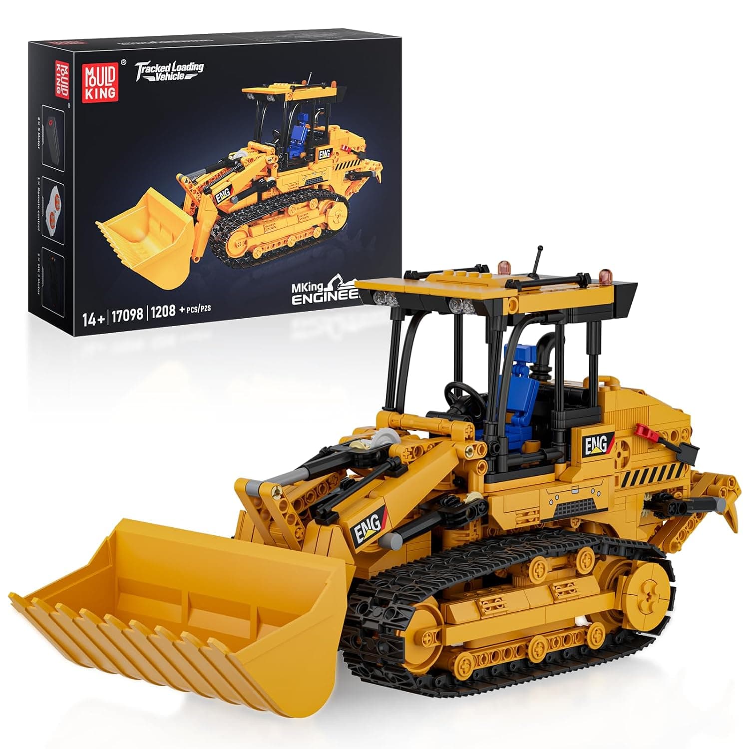 Mould King Technik Caterpillar Excavator Loader Model with Remote Controlled App, Construction Kit for Construction Machine Model with 1208 Pieces, 17098 STEM Toy for Ages 14 Years and Adults