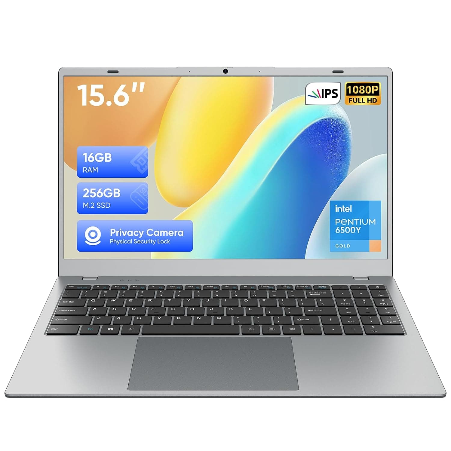 Laptop Computer, 15.6 inch 1920x1080 FHD IPS Display, 16GB RAM / 256GB SSD Notebook PC with Intel 6500Y, Support 2.4G/5G Hz WiFi, BT5.0, MS 2024