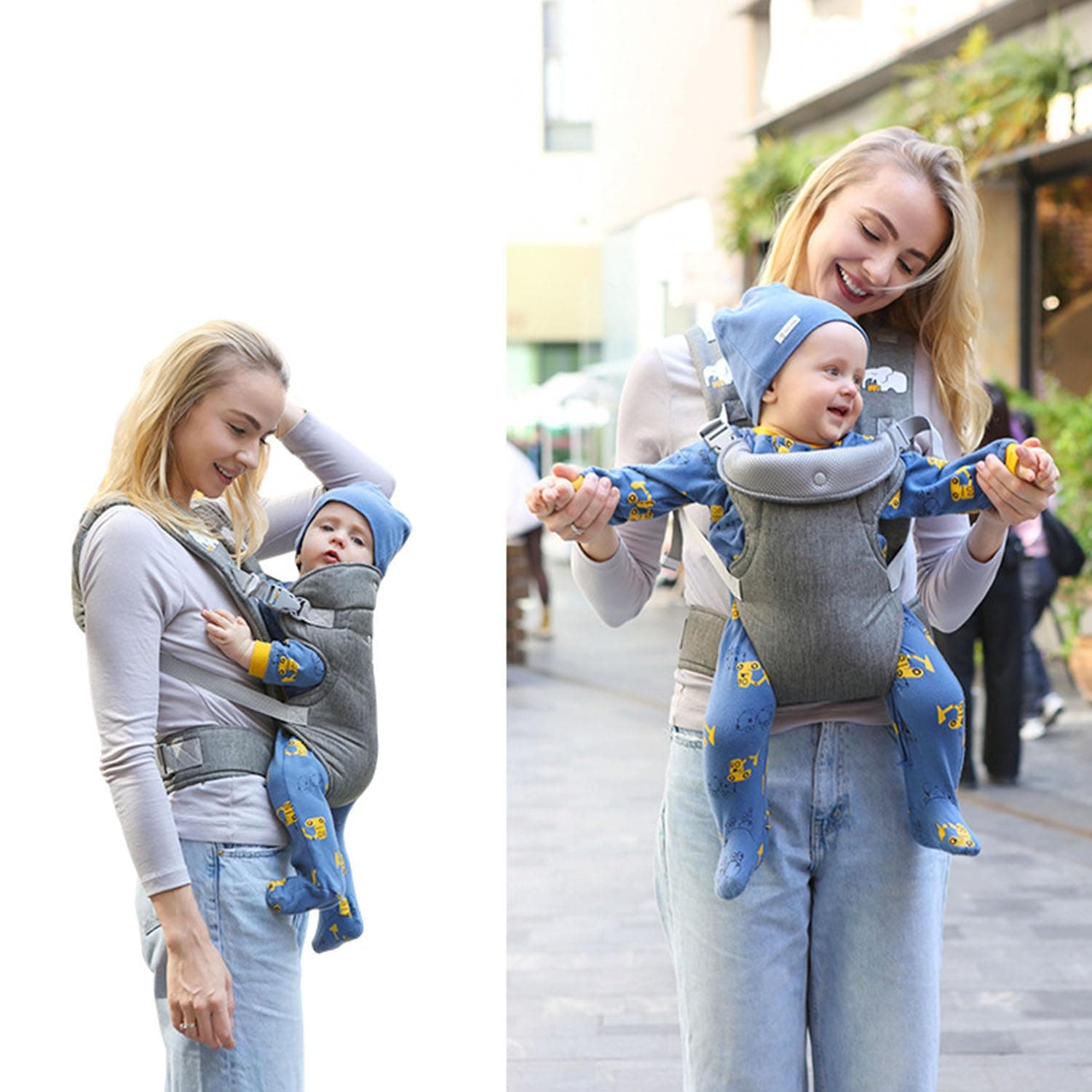 4-In-1 Baby Travel Harness, Convertible Direction Carrying Device, M-Sitting Safety Harness, Portable Parenting Harness, Newborn Neck Protection Harness (Dark grey)