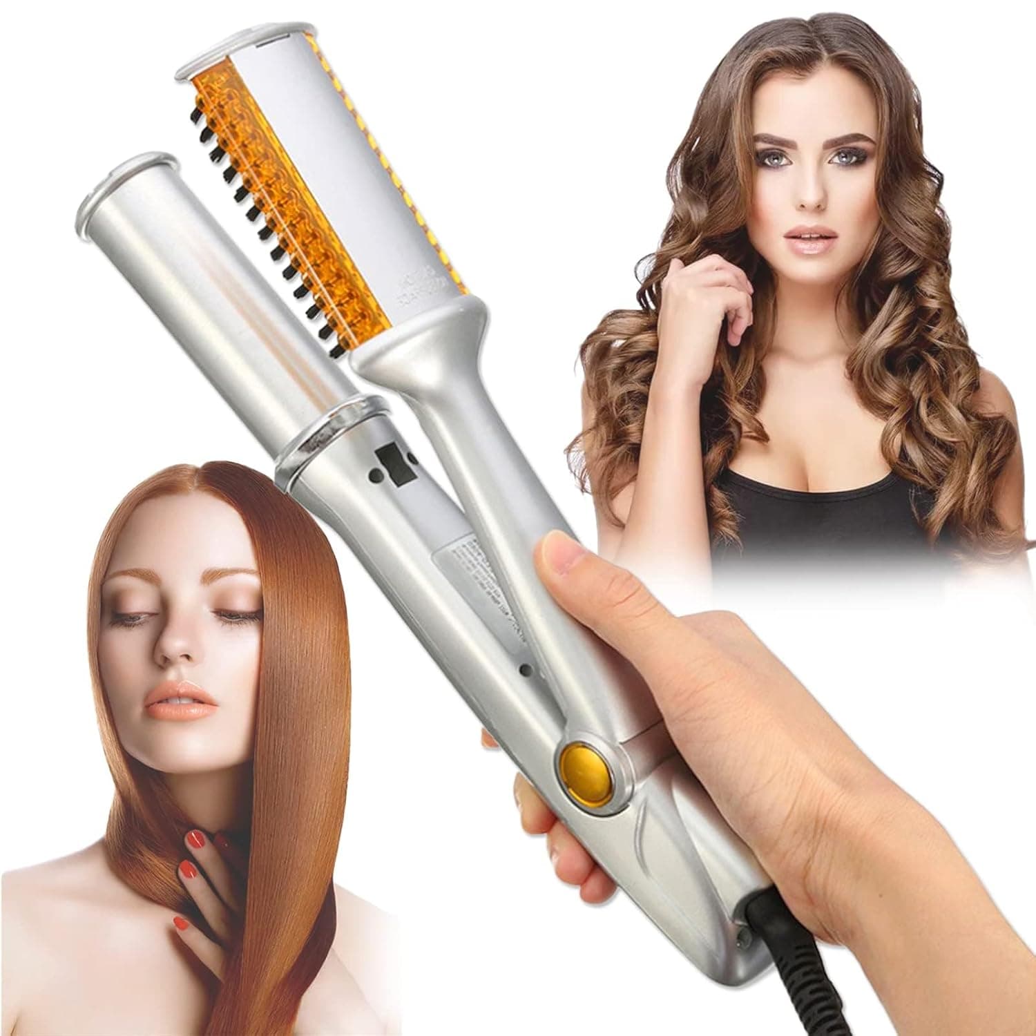 KASTWAVE PTC Heated 2-in-1 Hair Style Tool, Even Heat, 3 Temperature Settings, Easy to Operate, Quick and Professional Hair Salon, for All Hairstyles