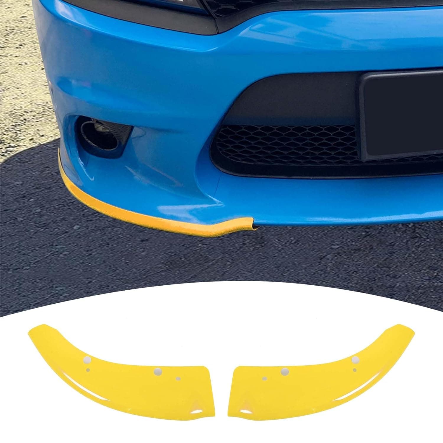 for Charger Front Bumper Lip Splitter Protector Cover Trim for 2015-2023 Dodge Charger Yellow Exterior Accessories 2pcs, Not for SXT/Widebody