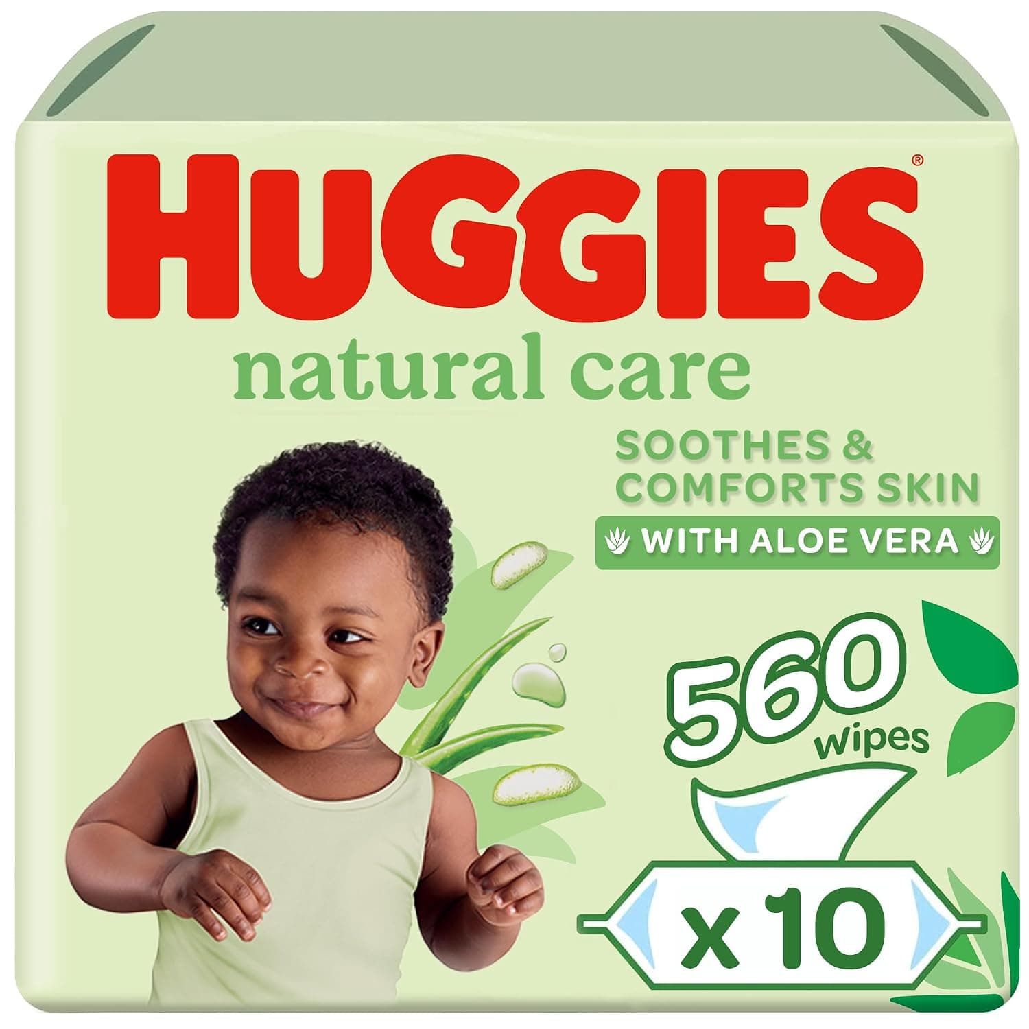 Huggies Baby Wipe Aloe Vera Natural Care Pack of 10 x 56 Wipes