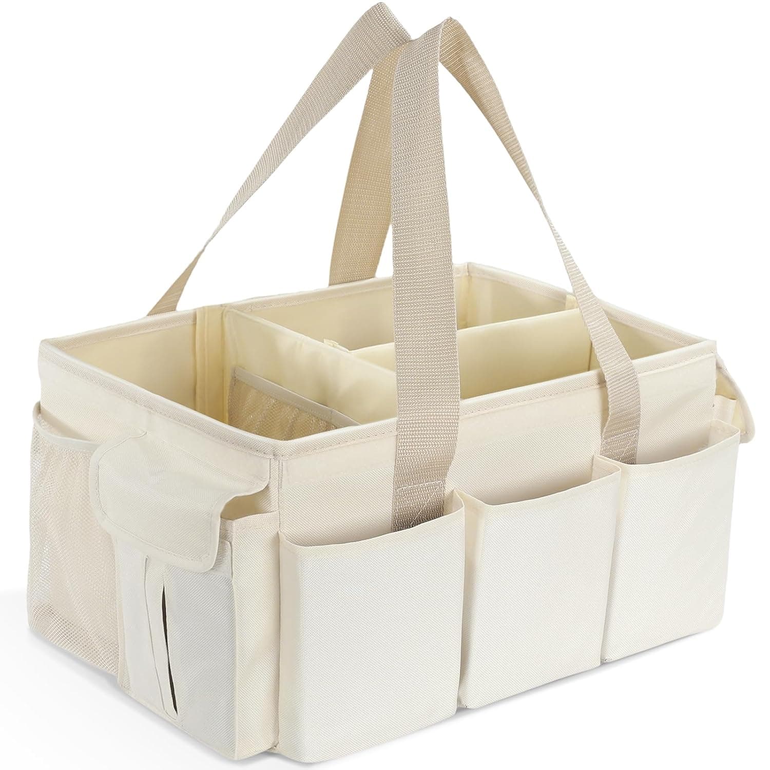YOHOOLYO Baby Diaper Caddy, Large Diaper Organizer Basket Portable Nursery Storage Bin with Handles Lid for Newborn Baby Girls Boys Essentials