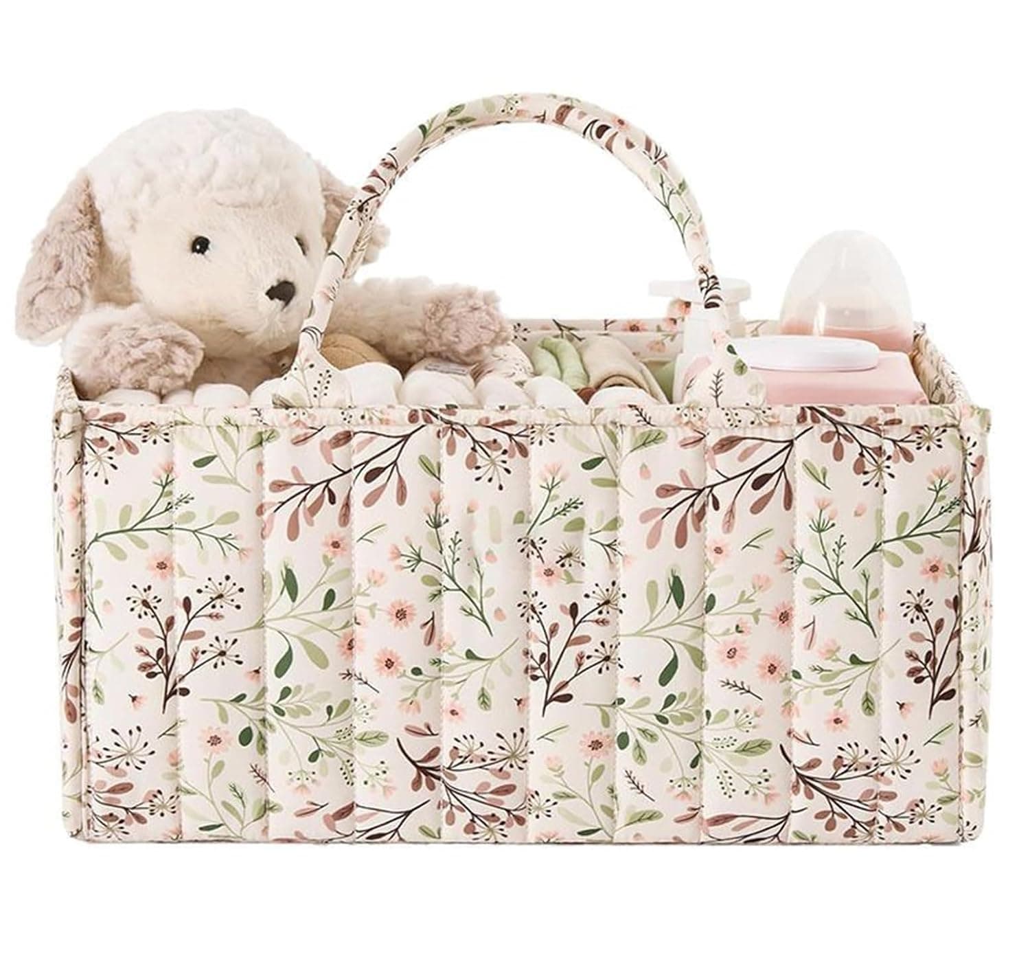 Floral Diaper Caddy Organizer, Baby Nursery Storage Basket with Handles, Gift for Baby Shower, Baby Registry Must Have, Newborn Essentials, Pastoral Daisy