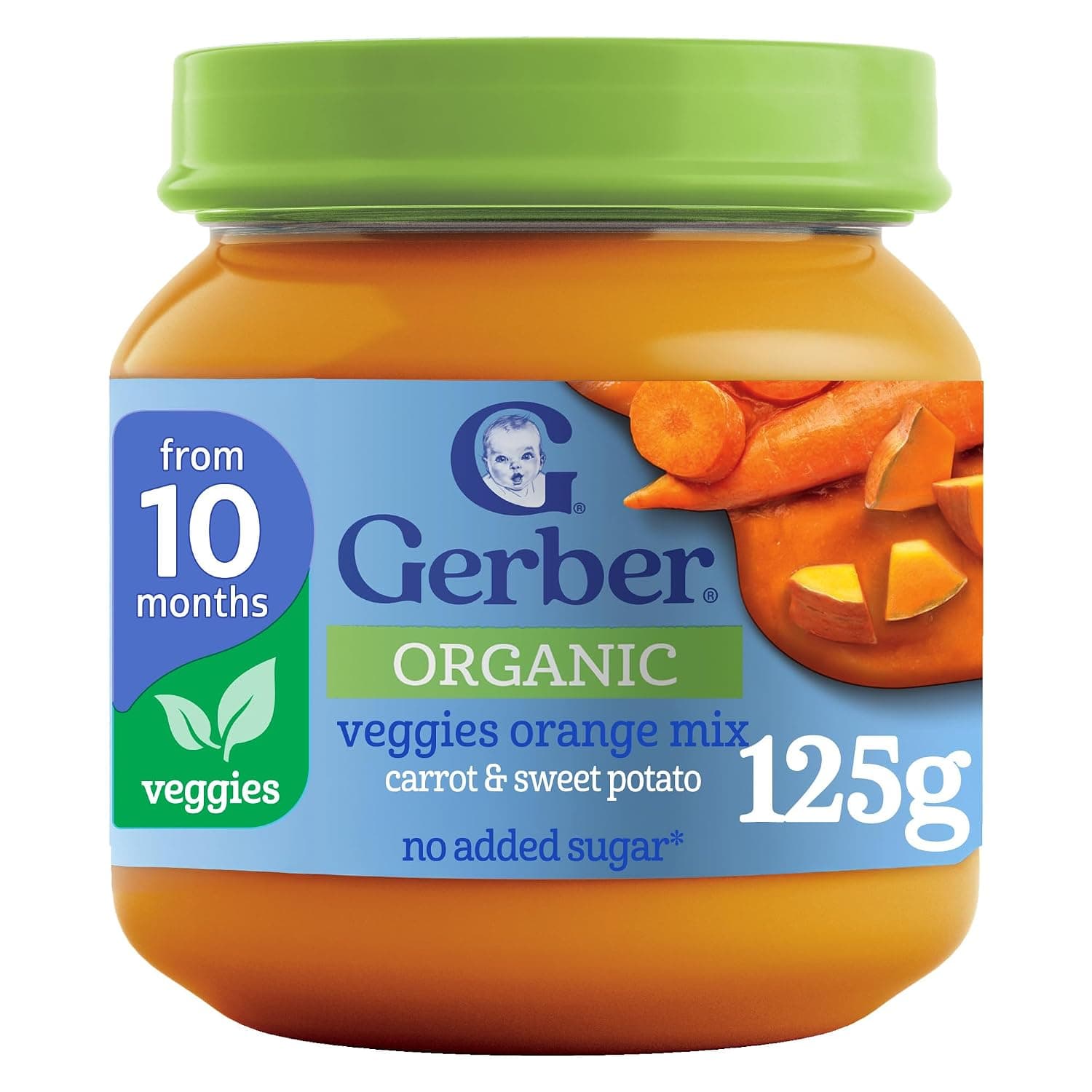 Gerber Organic Baby Food Jar in Veggies Orange Mix with Carrot & Sweet Potato Flavor (125g)