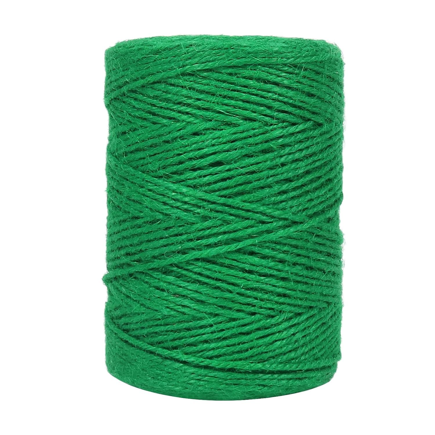 Tenn Well 2mm Green Jute Twine, 656 Feet Gift Twine Packing String for Crafts, Wrapping, Gardening and Holiday Decorations