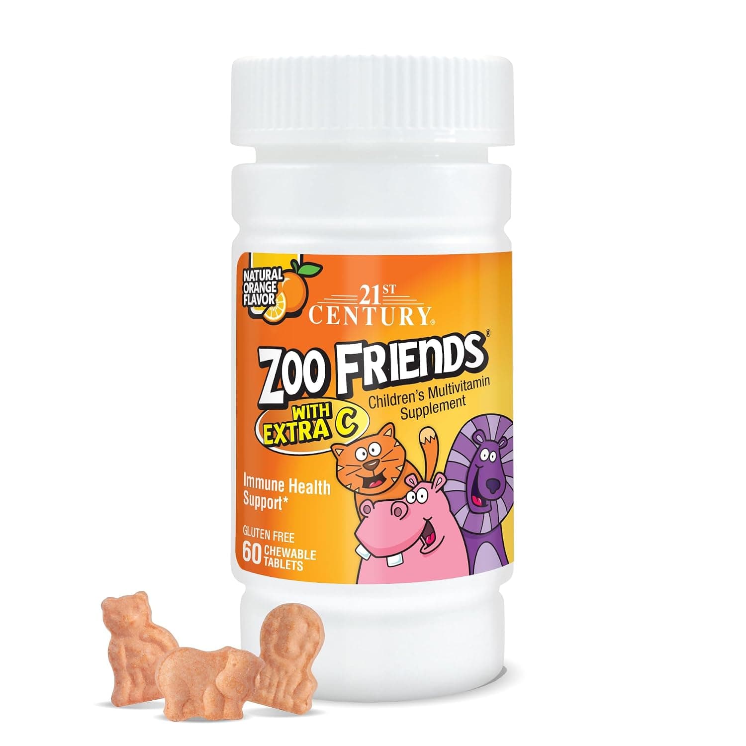 21st Century Zoo Friends with Extra C Chewable Tablets, 60 Count