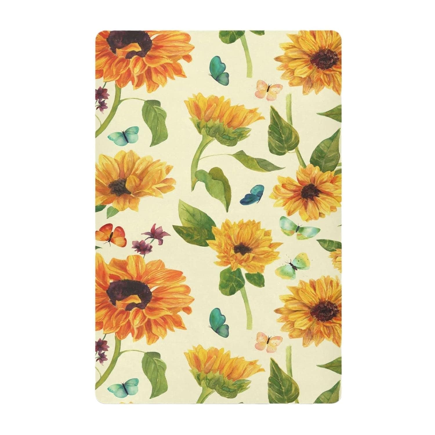 Odot Fitted Sheet for Umbrella, Sunflower Design Fitted Sheet for Crib, Cot Sheet, Breathable, Soft, Children's Mattress Cover, Children's Fitted Sheet (Green Leaf, 105 x 60 cm)