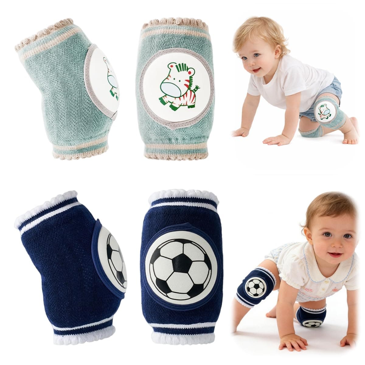 SNOWIE SOFT® 2 Pair Stretchy Baby Knee Pad for Crawling Walking Practice Knee Protection Pad for Toddler Breathable Crawling Knee Protection Padded Knee Protection for Baby to Toddler 1-4 Years Old